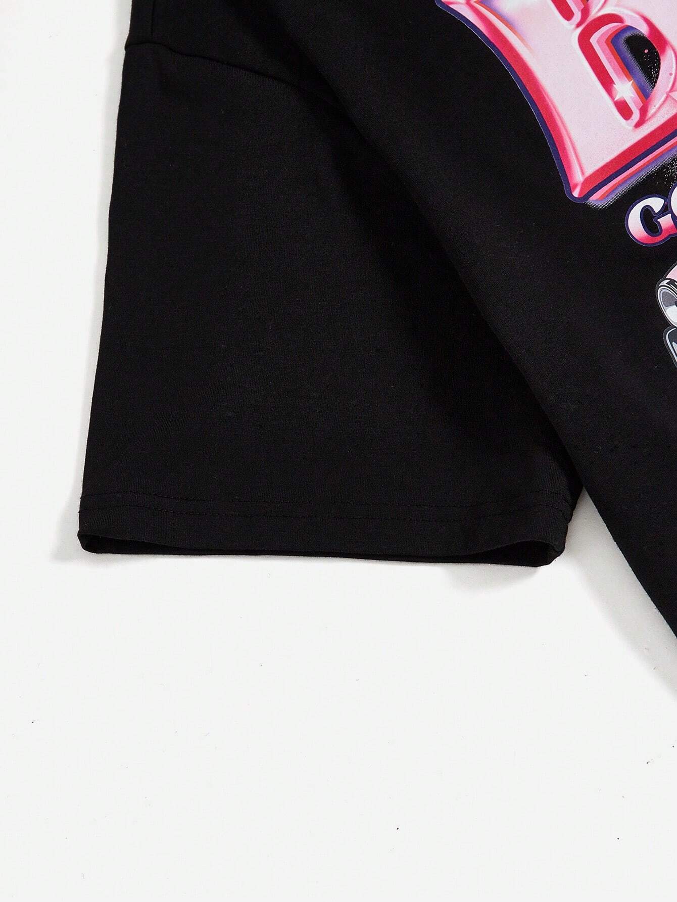 SHEIN EZwear Camiseta con estampado de coche y letra