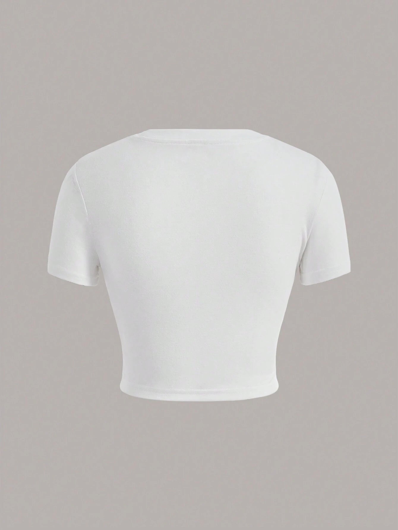 SHEIN EZwear Camiseta corta con gráfico de eslogan NEVER MIND