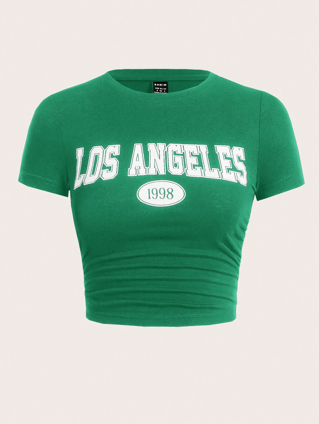 SHEIN EZwear Camiseta de mujer tejida con impresión de letras y estampado de goma