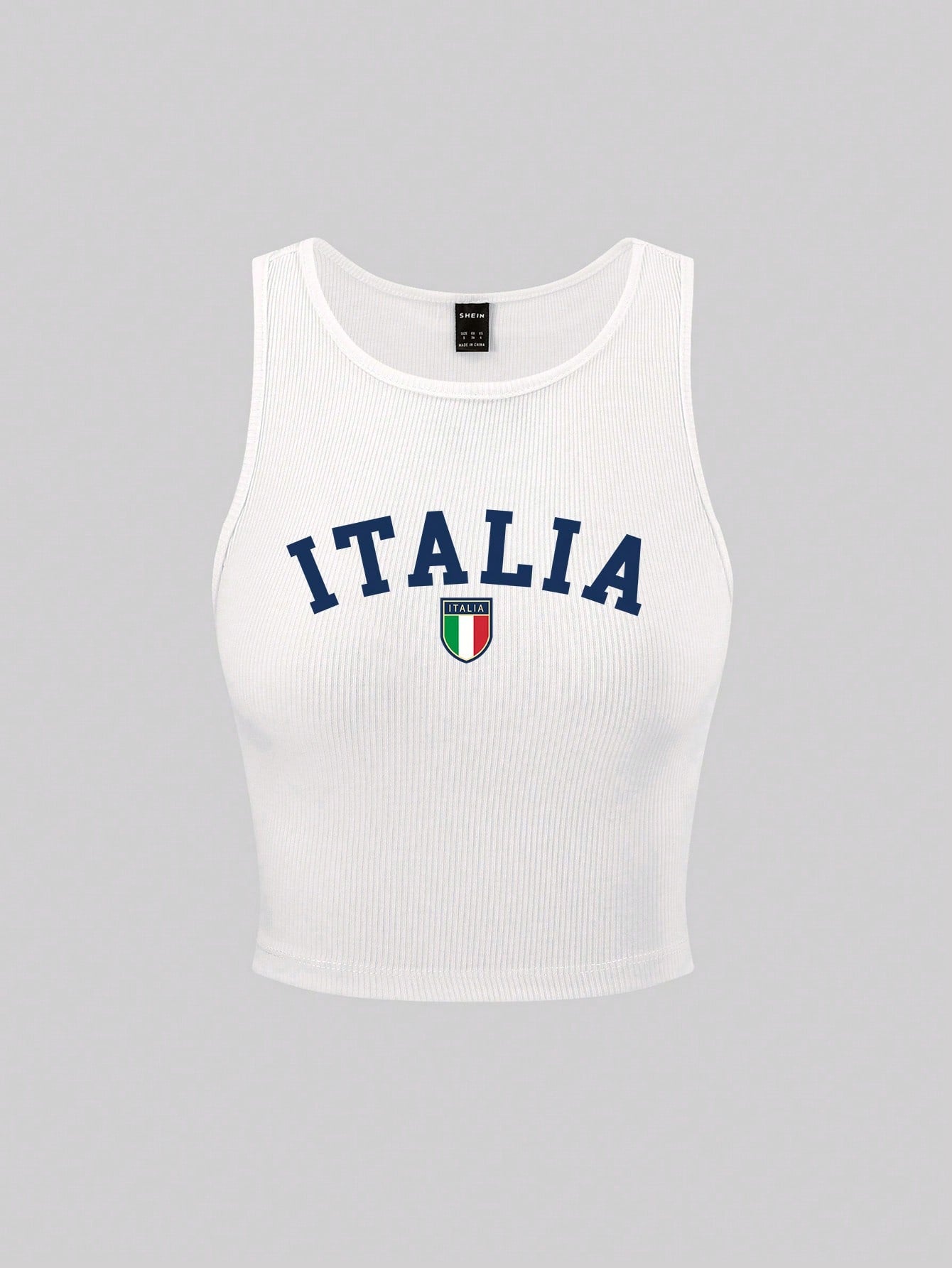 SHEIN EZwear Camiseta de tirantes ajustada con gráficos de letras informales para el verano