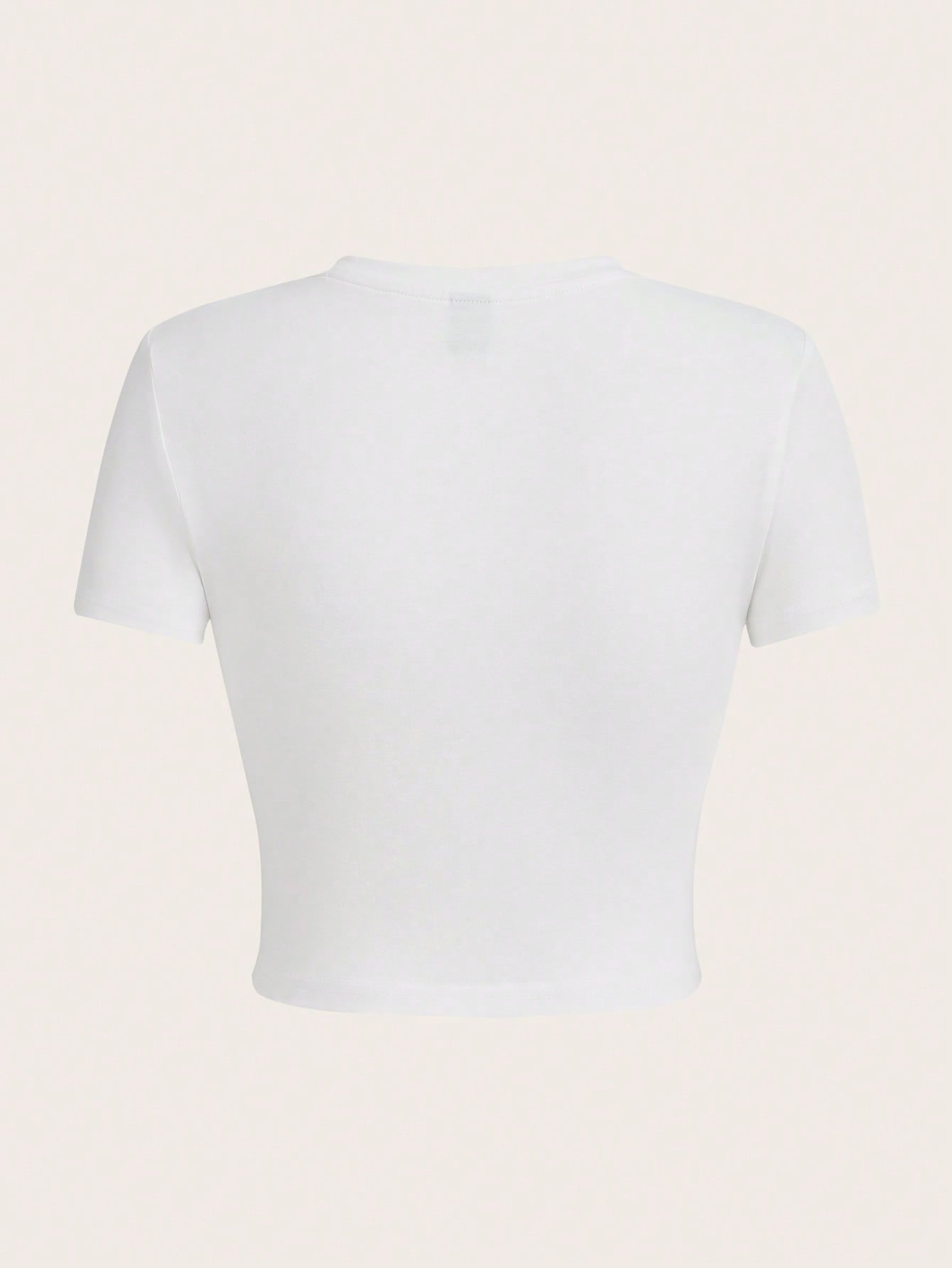 SHEIN EZwear Camiseta para mujer con patrón de impresión de estilo motocicleta casual, ajuste delgado, cuello redondo y manga corta, retro -1997- Carreras de motocicletas en la calle