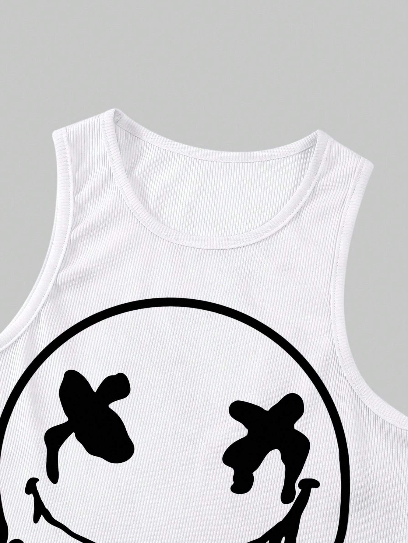 SHEIN EZwear Chaleco Sin Mangas De Mujer Con Estampado De Emojis
