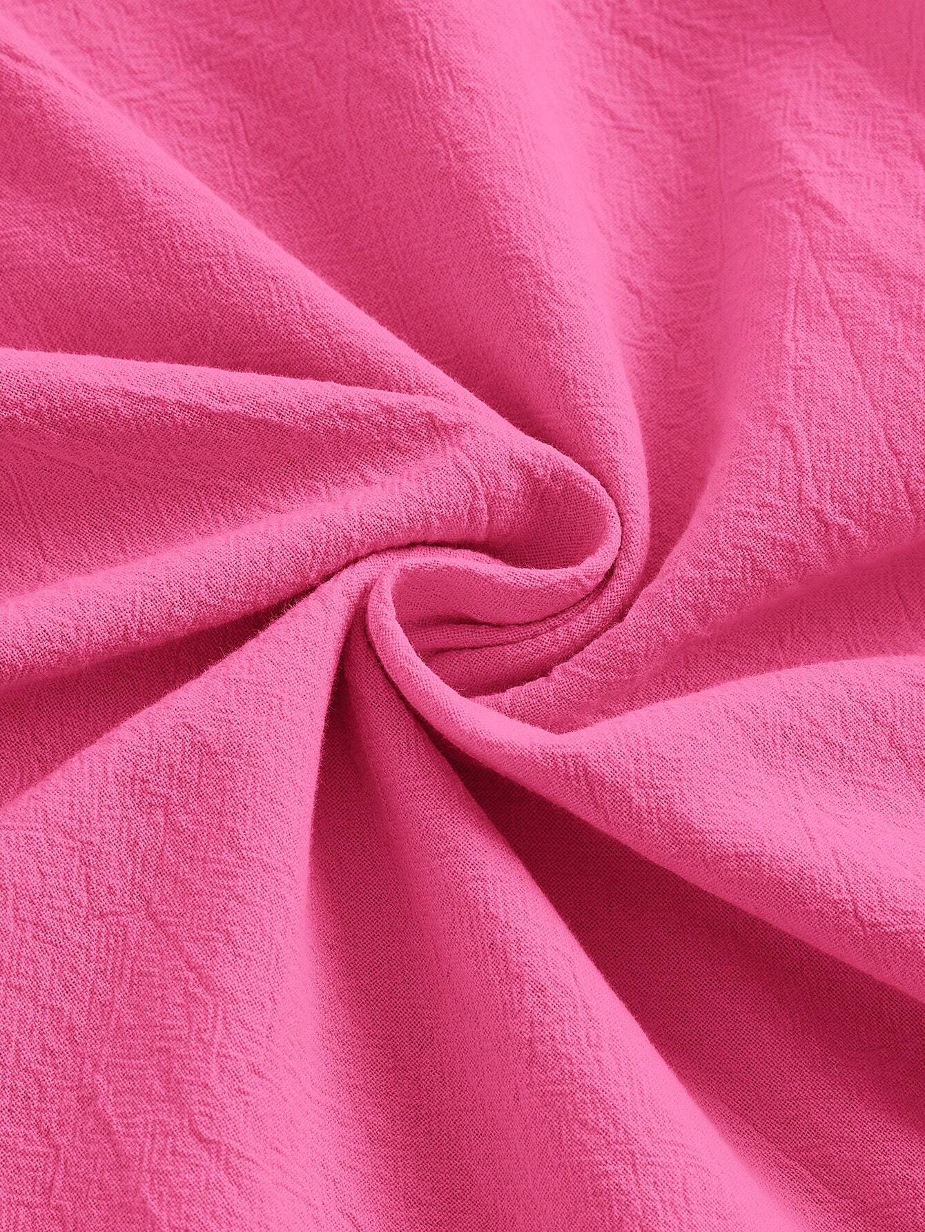 SHEIN EZwear Conjunto De Verano De Tubo Sin Mangas Con Cordones Delanteros Y Pantalones De Pierna Ancha Con Bolsa De Papel En La Cintura