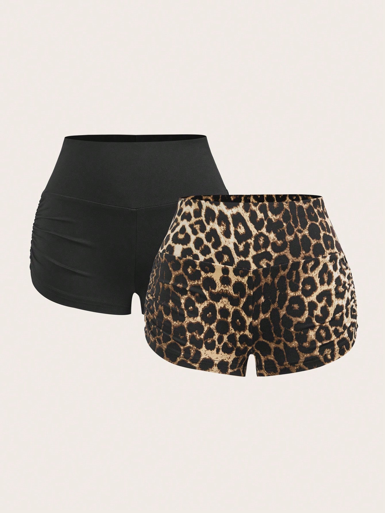 SHEIN EZwear Mallas ajustadas de ciclismo de punto multicolor para mujer
