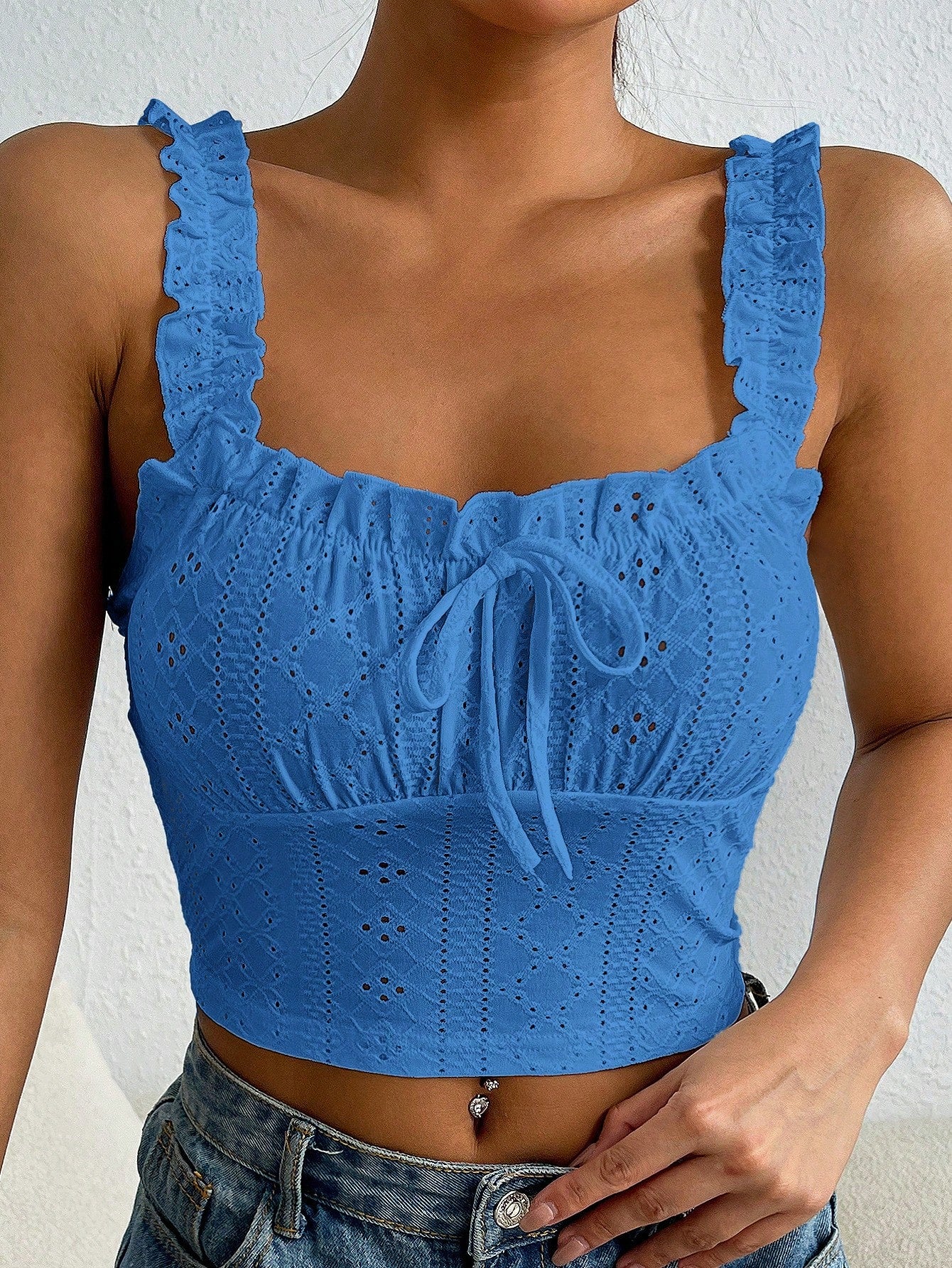 SHEIN EZwear Top apretado de punto simple y diario en unicolor para mujer