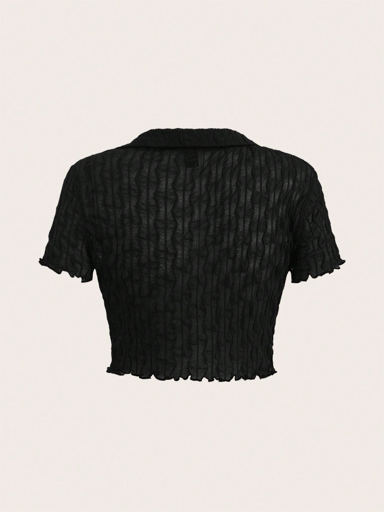SHEIN EZwear Top con cordón delantero ribete en forma de lechuga de malla