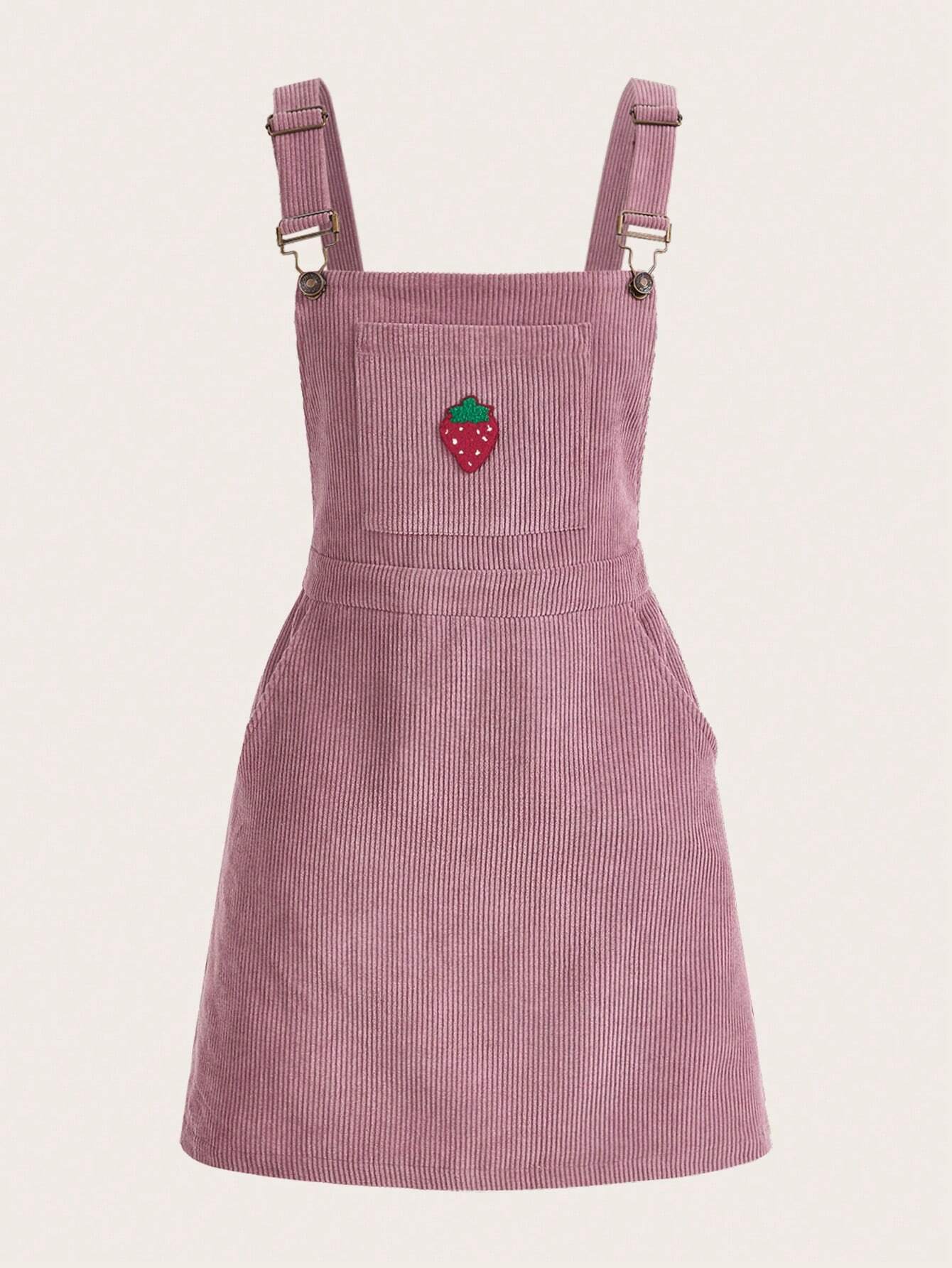 SHEIN EZwear Vestido pichi con bordado de fresa sin camiseta