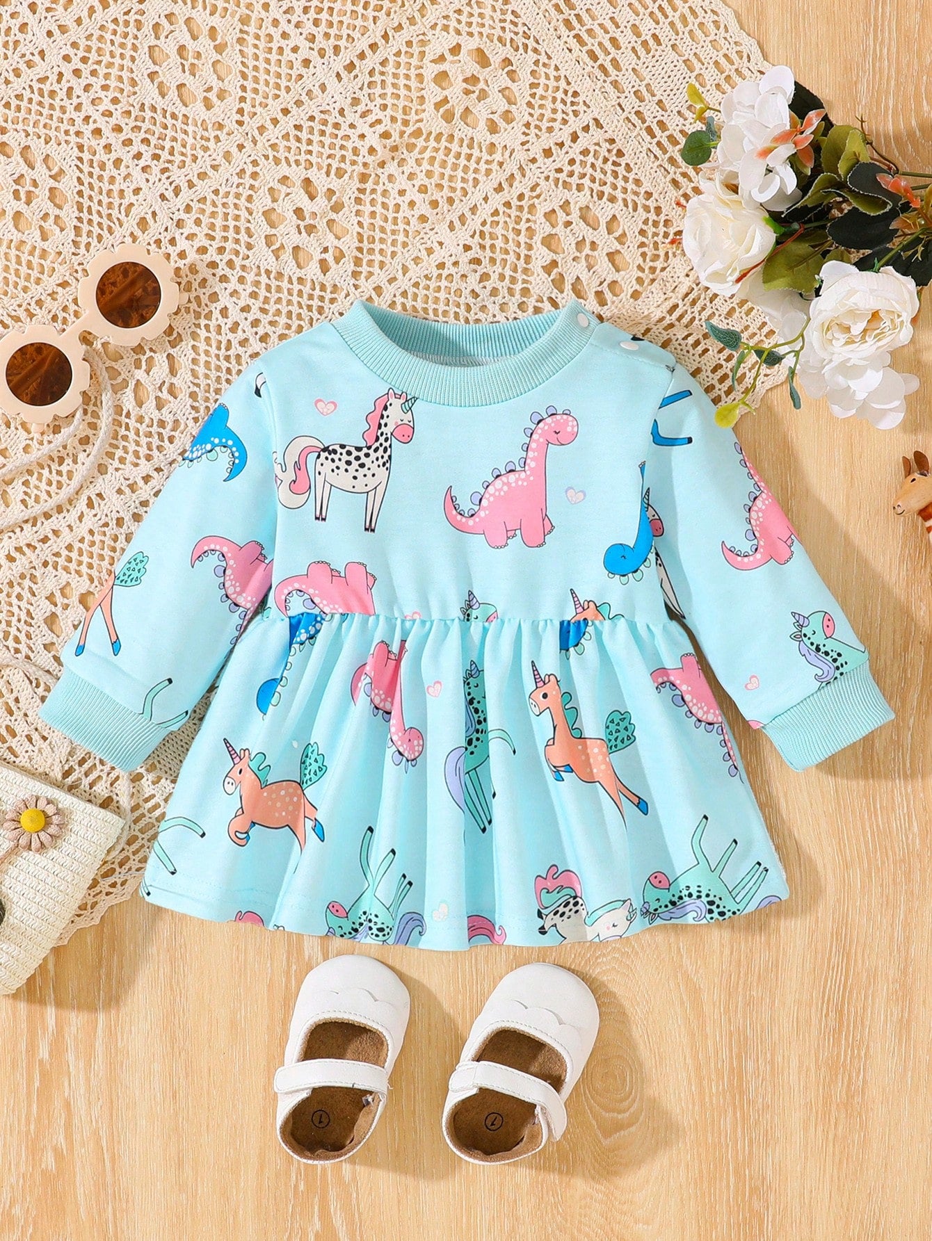 SHEIN Enterizo de bebé recién nacido con estampado lindo de animales