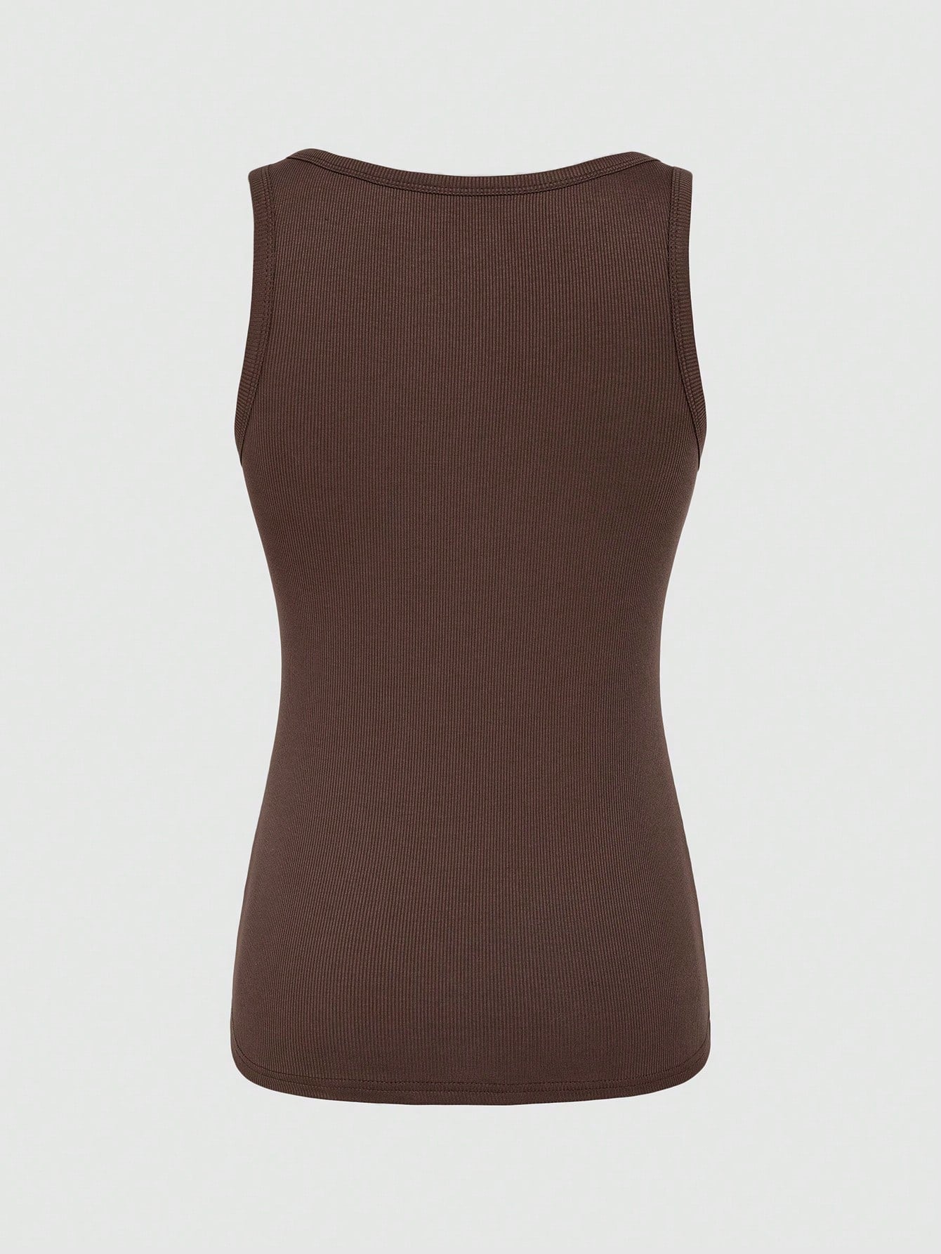 SHEIN Essnce Top casual sin mangas de punto acanalado en unicolor para mujer, verano