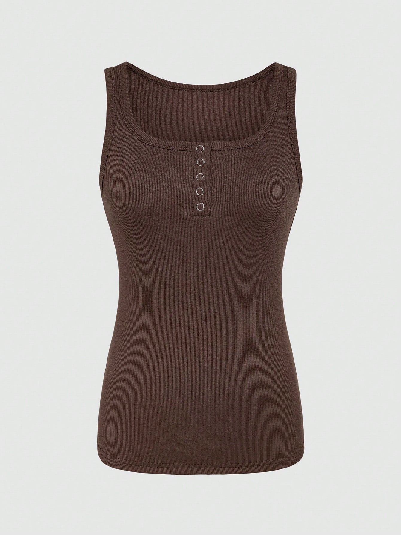 SHEIN Essnce Top casual sin mangas de punto acanalado en unicolor para mujer, verano