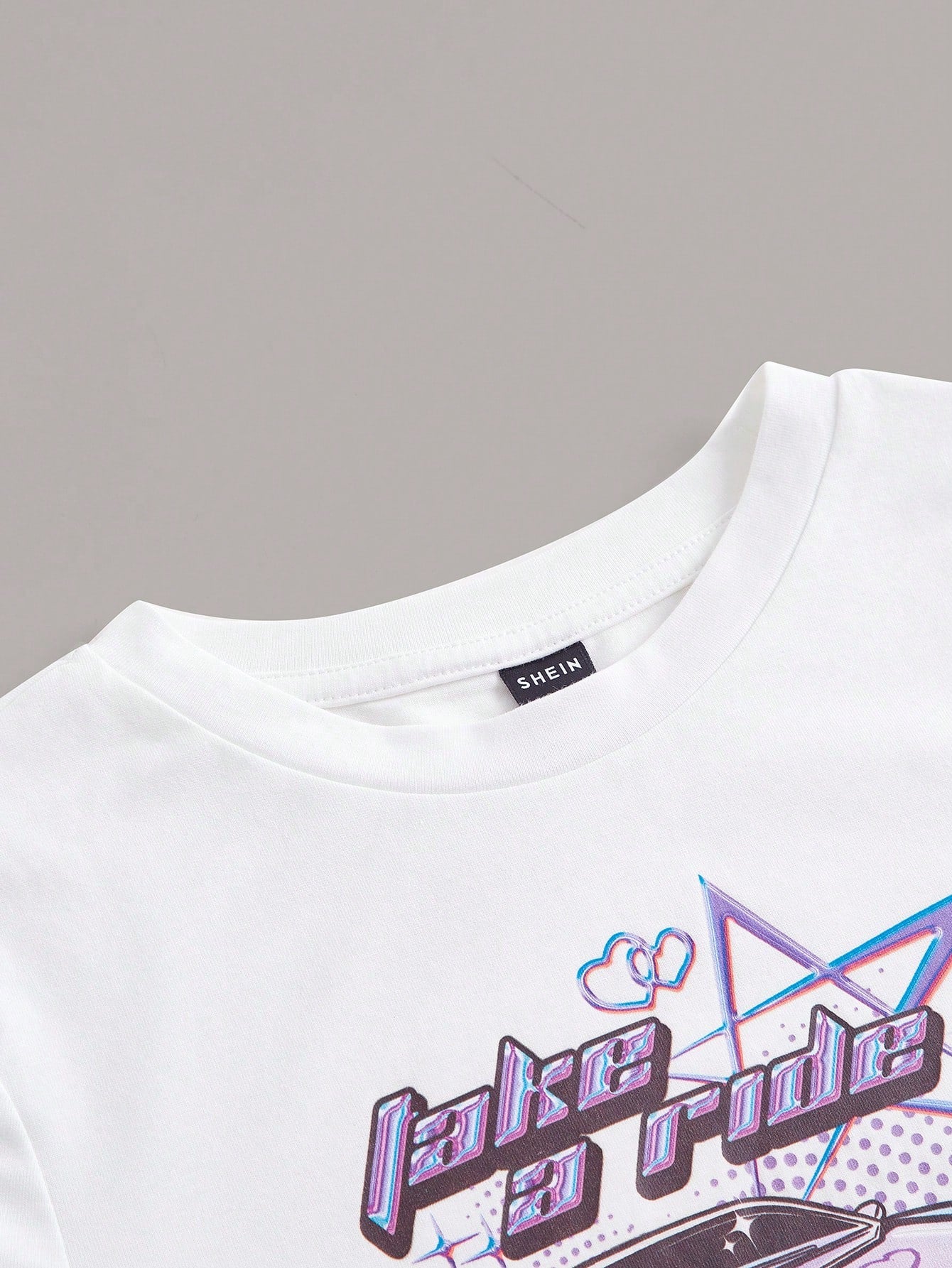 SHEIN ICON Bikercore Camiseta crop con estampado de coche y letra