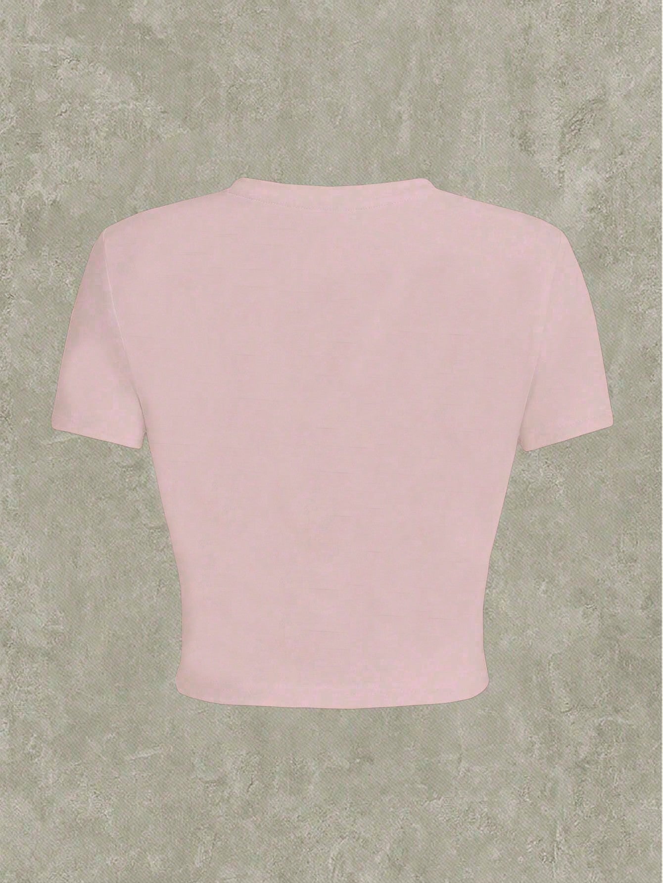 SHEIN ICON Camiseta casual de verano para mujer con lazo y estampado de letras