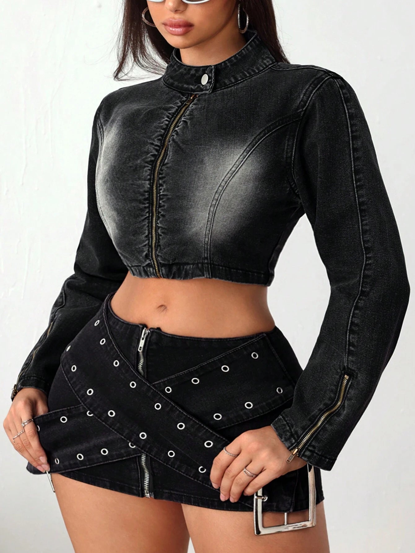 SHEIN ICON Chaqueta vaquera corta y ajustada para mujer de primavera y otoño