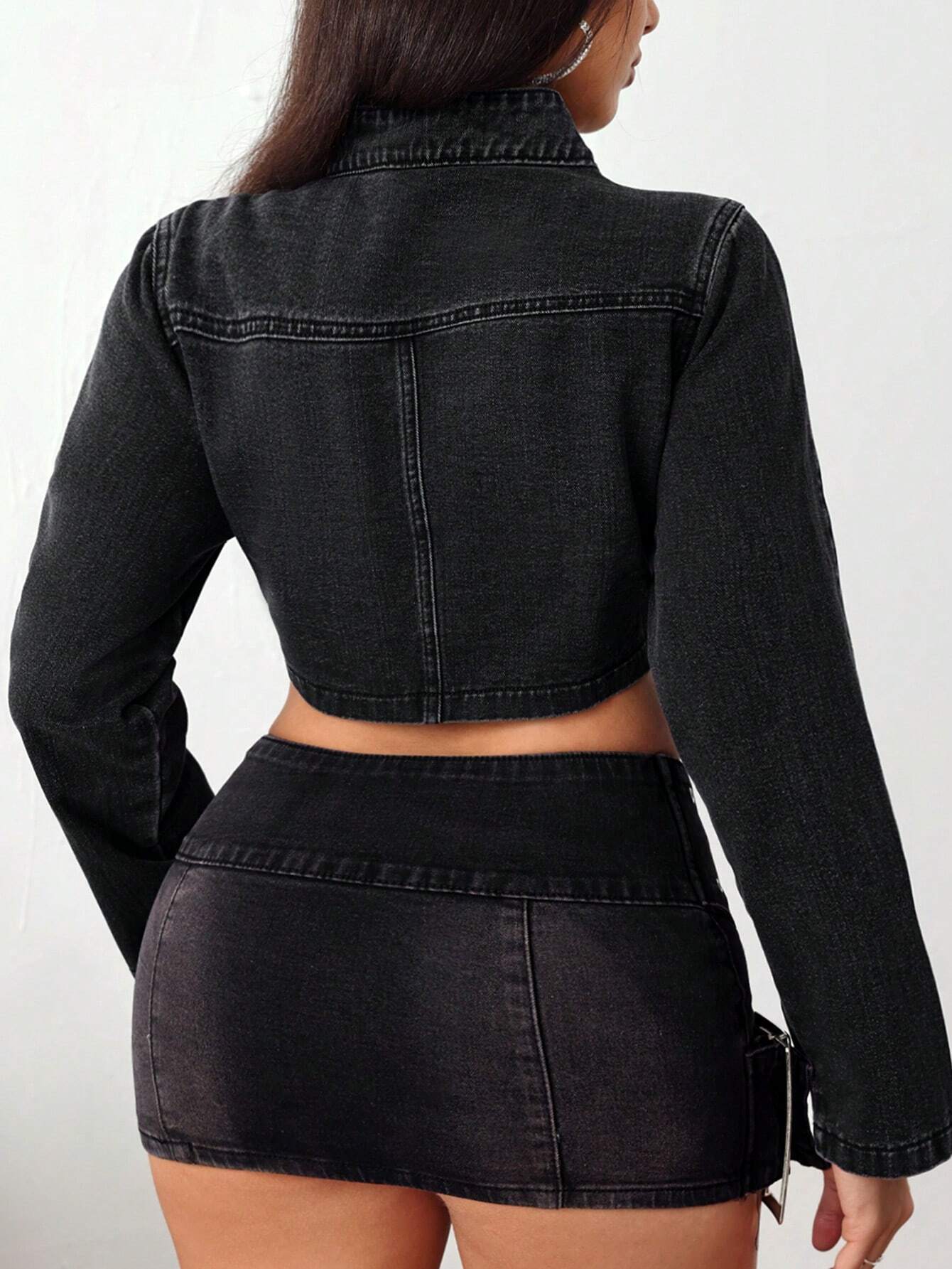 SHEIN ICON Chaqueta vaquera corta y ajustada para mujer de primavera y otoño