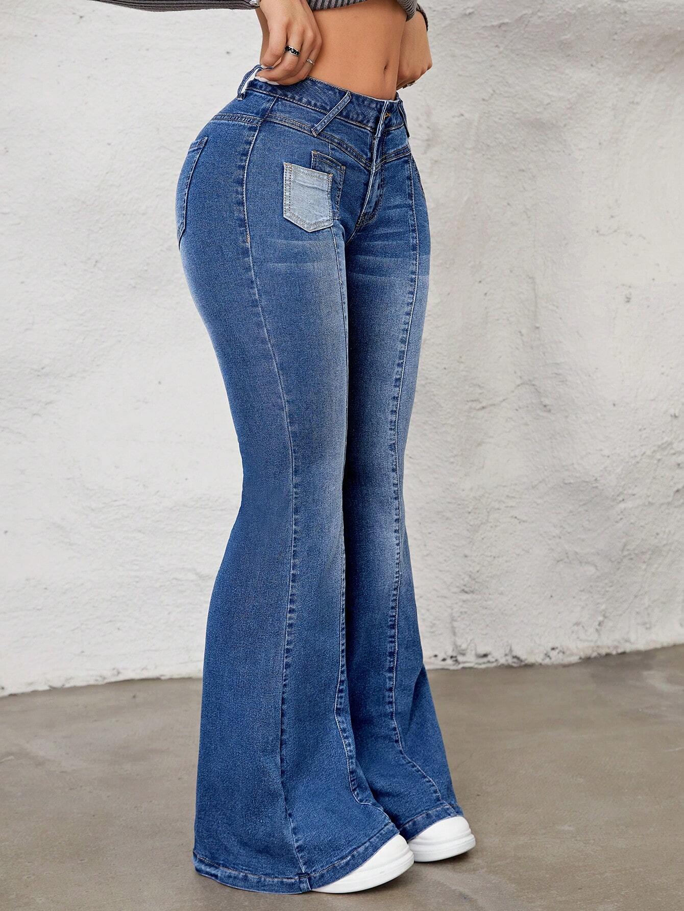 SHEIN ICON Pantalones Vaqueros Acampanados De Estilo Retro