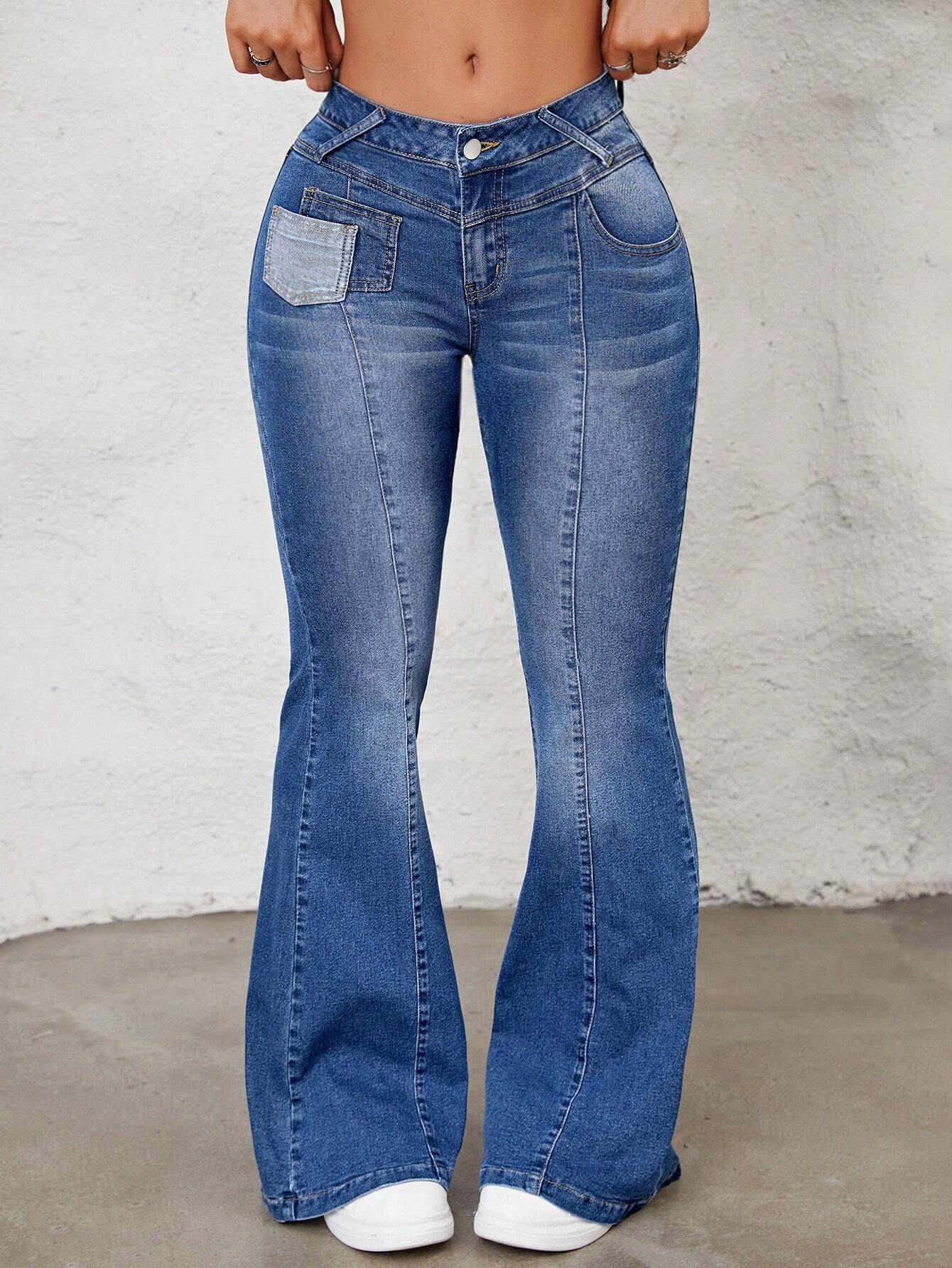 SHEIN ICON Pantalones Vaqueros Acampanados De Estilo Retro