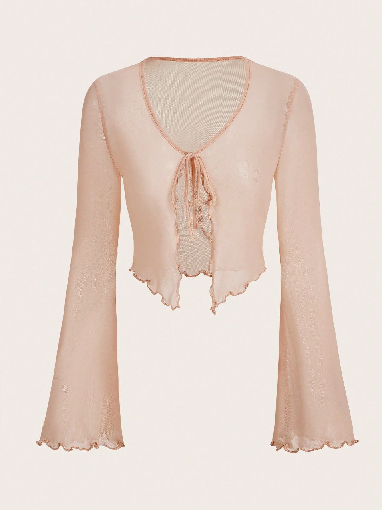 SHEIN ICON Top con cordón delantero ribete en forma de lechuga de malla