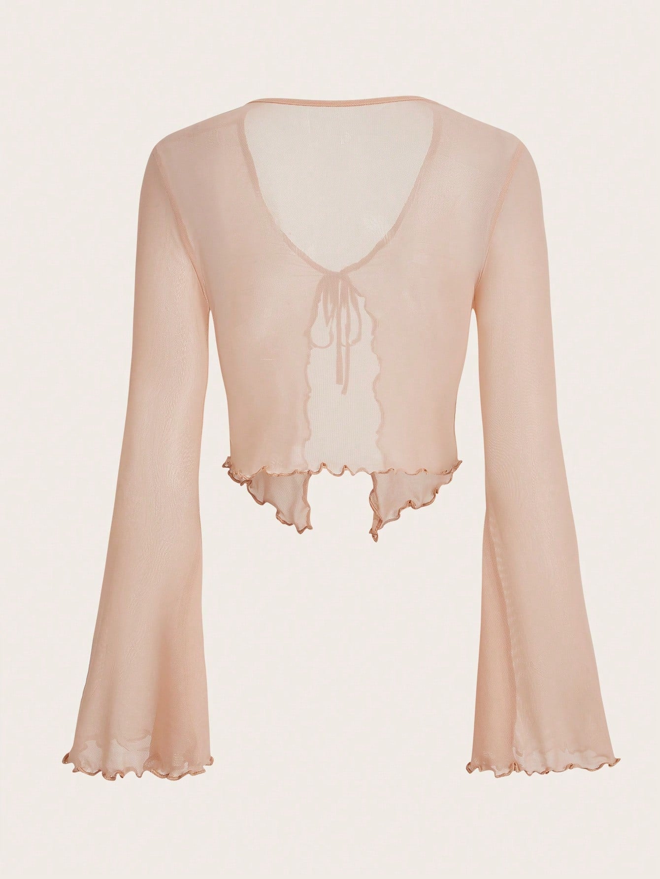 SHEIN ICON Top con cordón delantero ribete en forma de lechuga de malla
