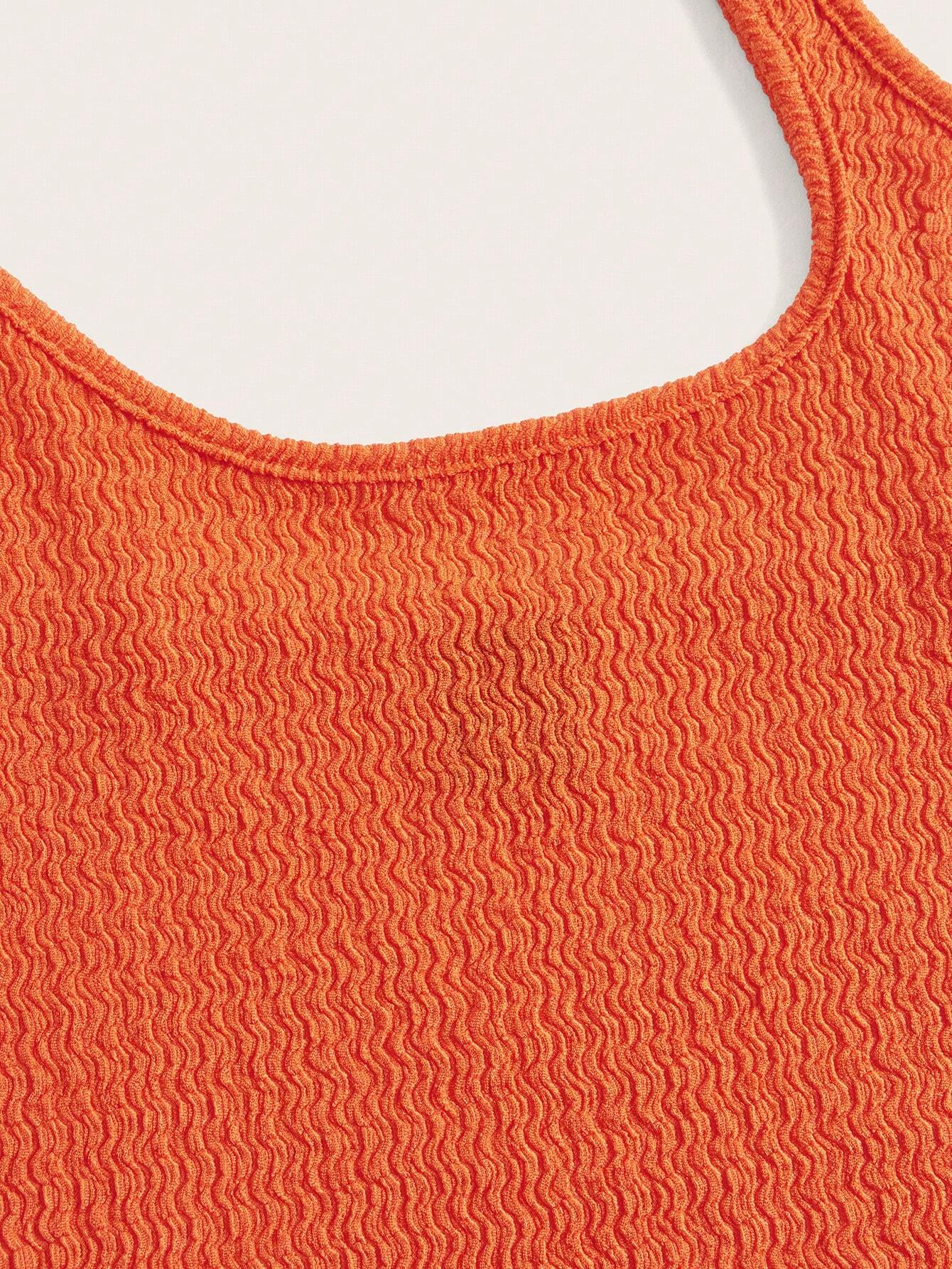 SHEIN ICON Top con tira cruzada bajo hanky unicolor