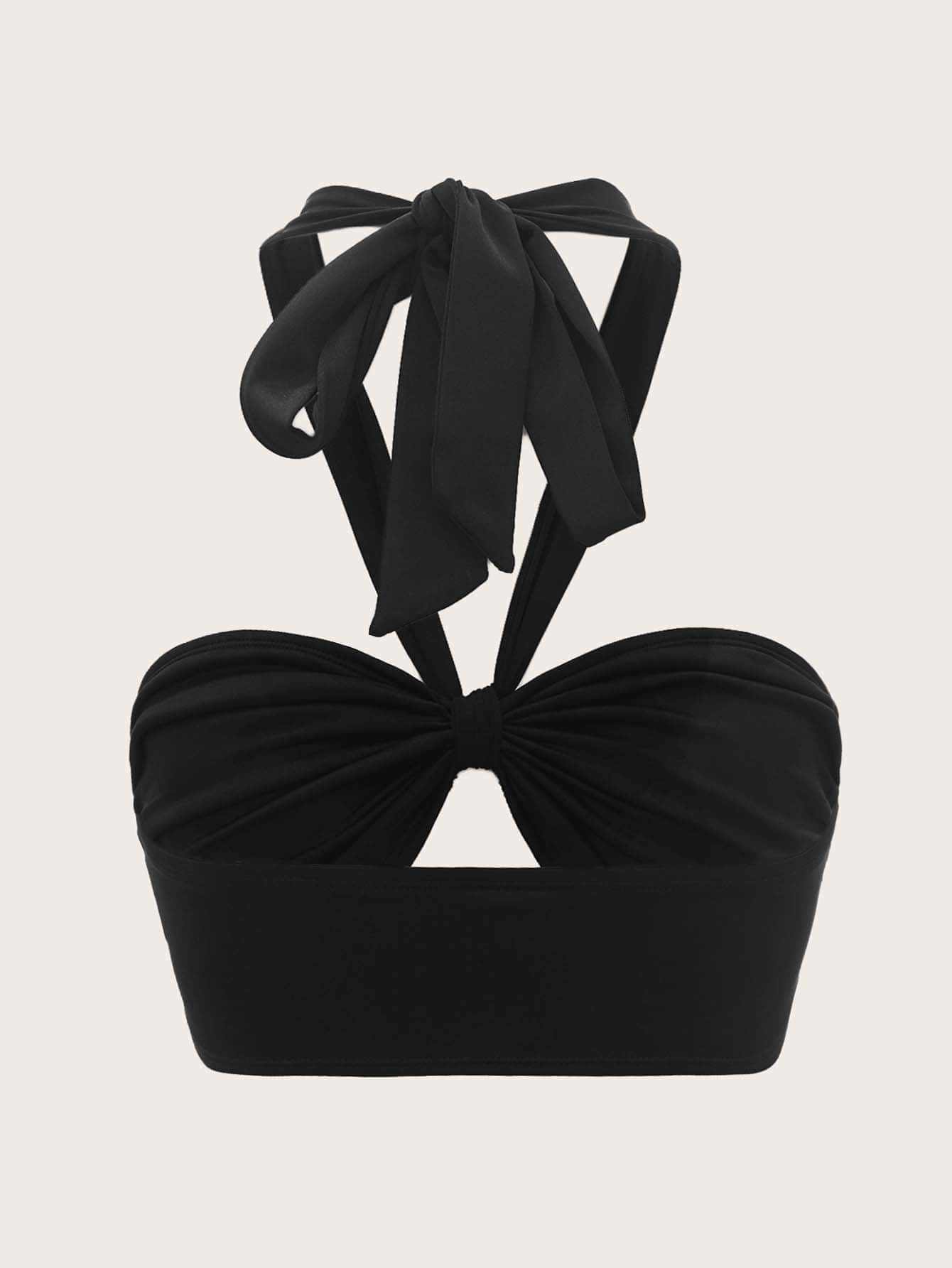 SHEIN ICON Top halter corto de espalda abierta pecho con fruncido