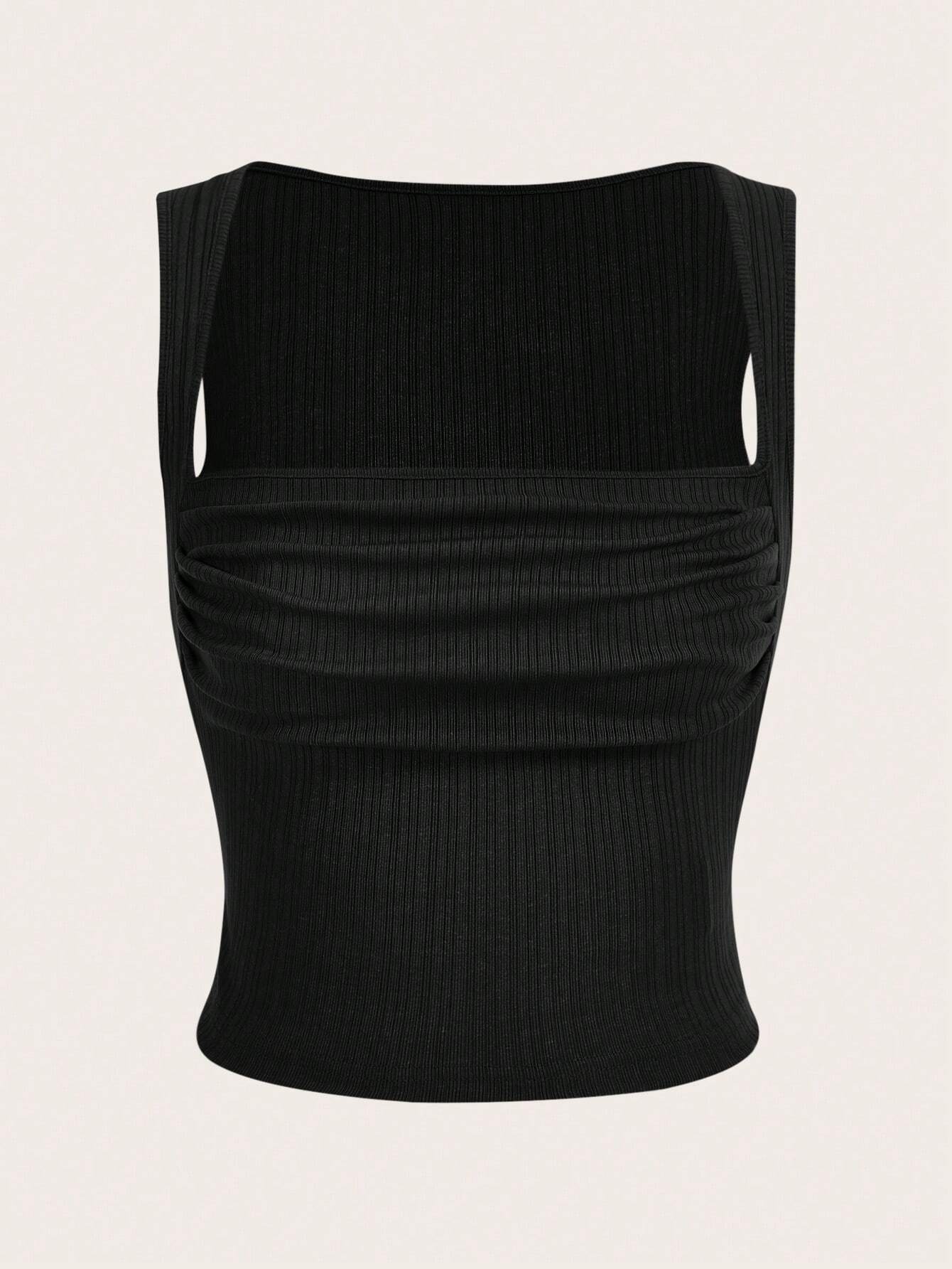 SHEIN ICON Top tank unicolor fruncido