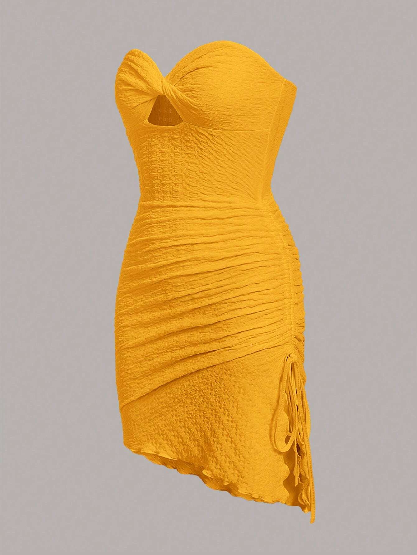 SHEIN ICON Vestido mini tubo ajustado con dobladillo asimétrico, corte recortado y cordón en el lateral