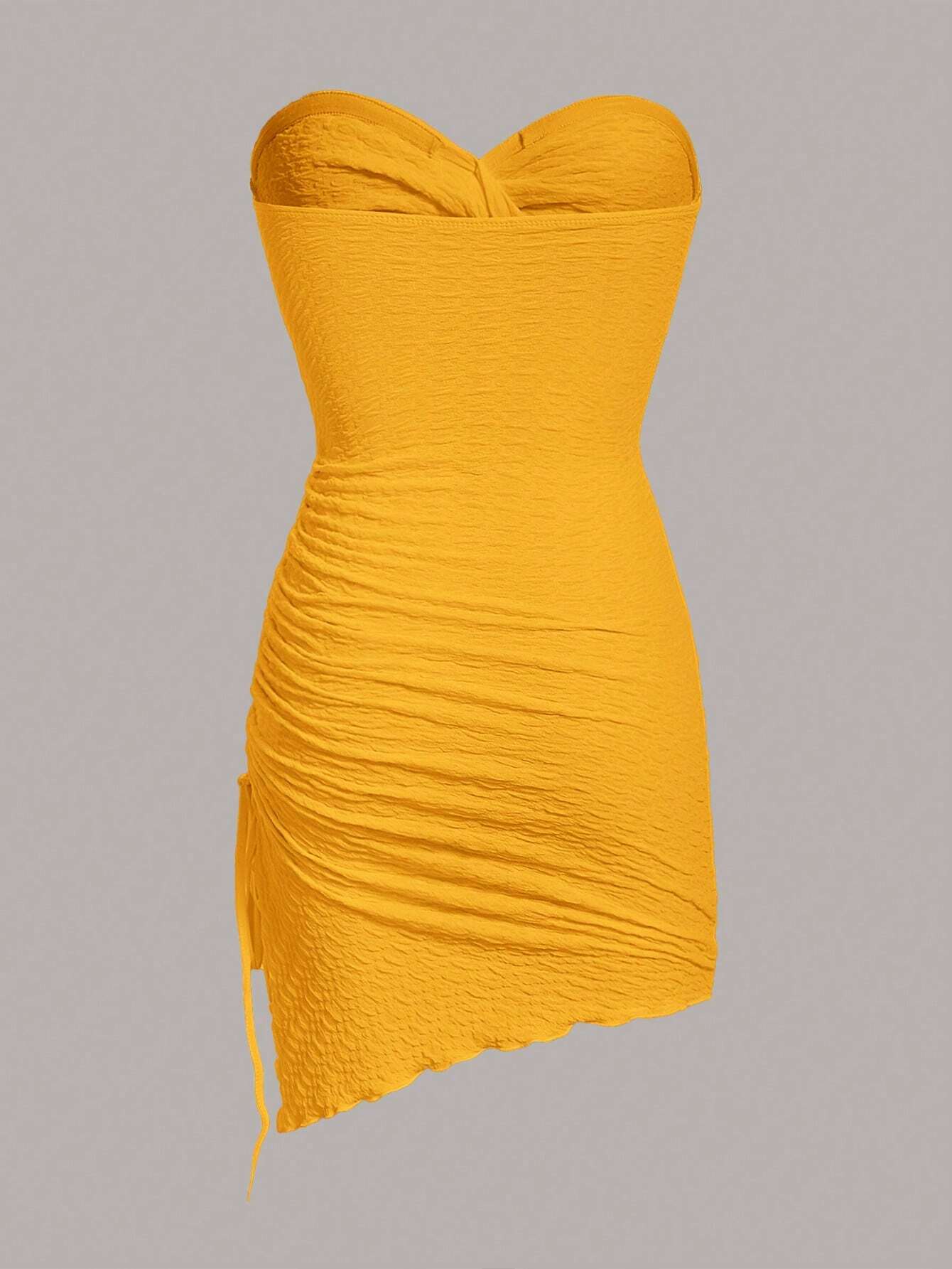 SHEIN ICON Vestido mini tubo ajustado con dobladillo asimétrico, corte recortado y cordón en el lateral