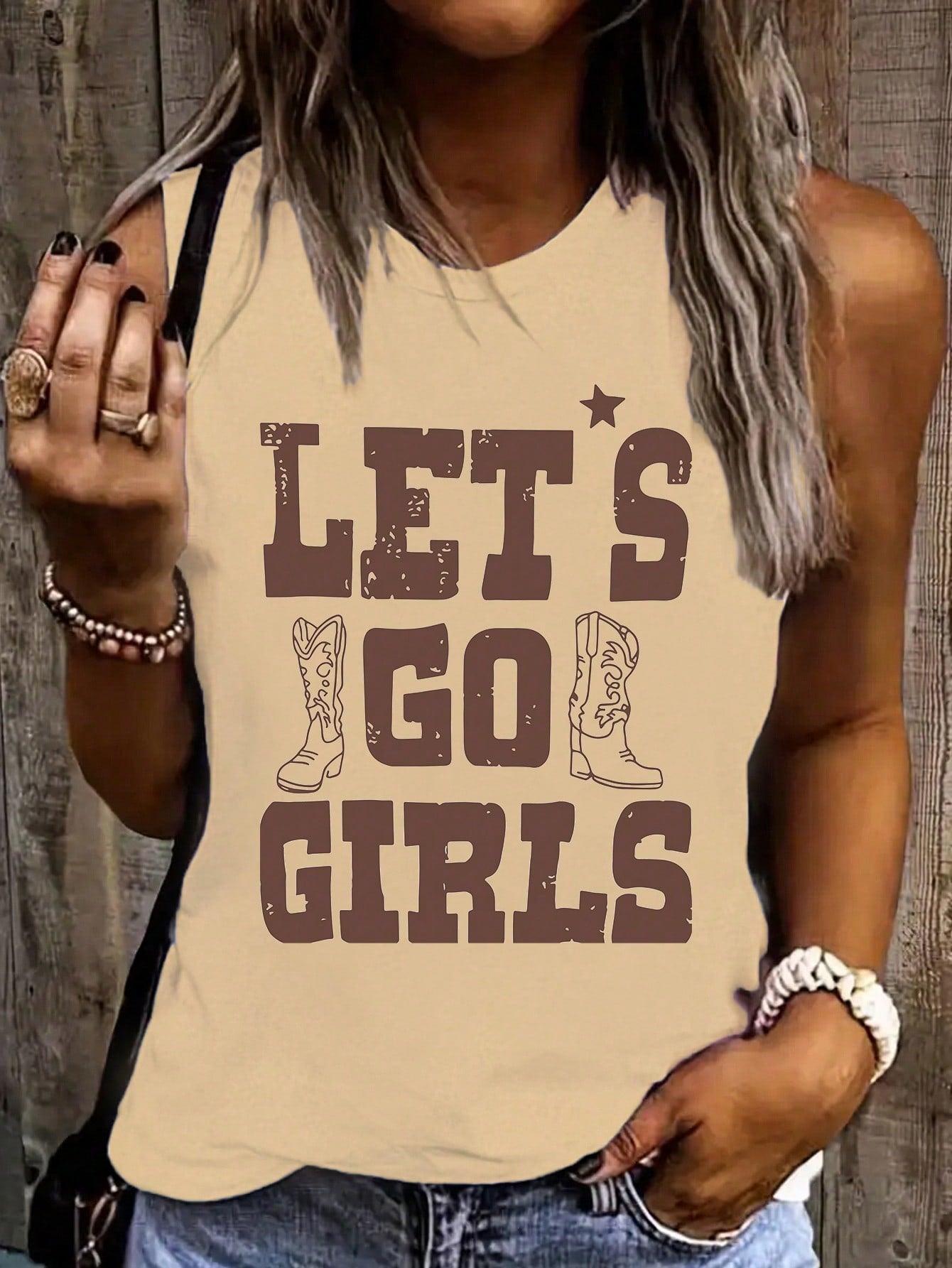 SHEIN LUNE Top de tanque sin mangas estampado de estilo simple para uso diario de mujeres