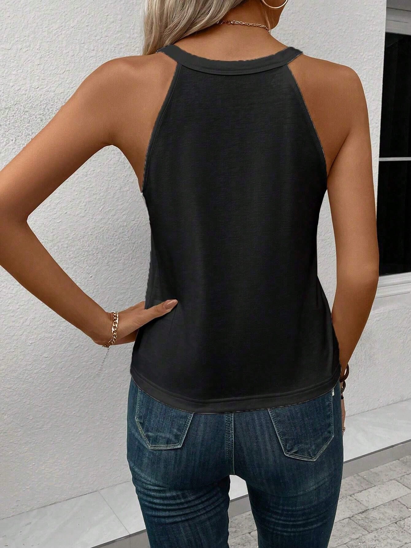 SHEIN LUNE Top de tirantes para mujer con impresión de degradado de color y ajuste ceñido, cómodo para el verano y adecuado para el Día del Maestro en EE. UU