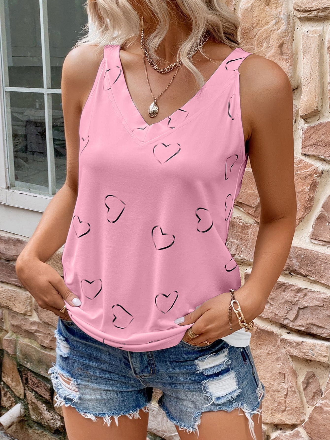 SHEIN LUNE Top tank con estampado de corazón