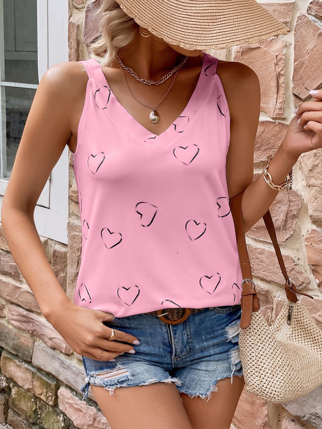 SHEIN LUNE Top tank con estampado de corazón