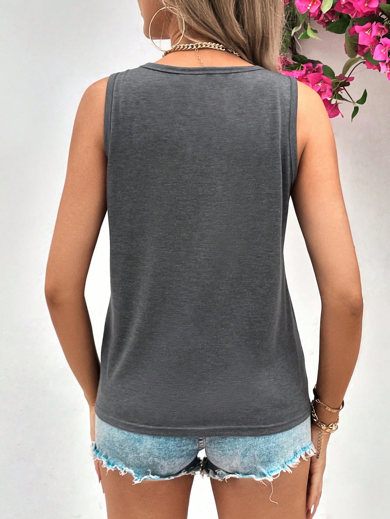 SHEIN LUNE Top tank tropical & con estampado de letra