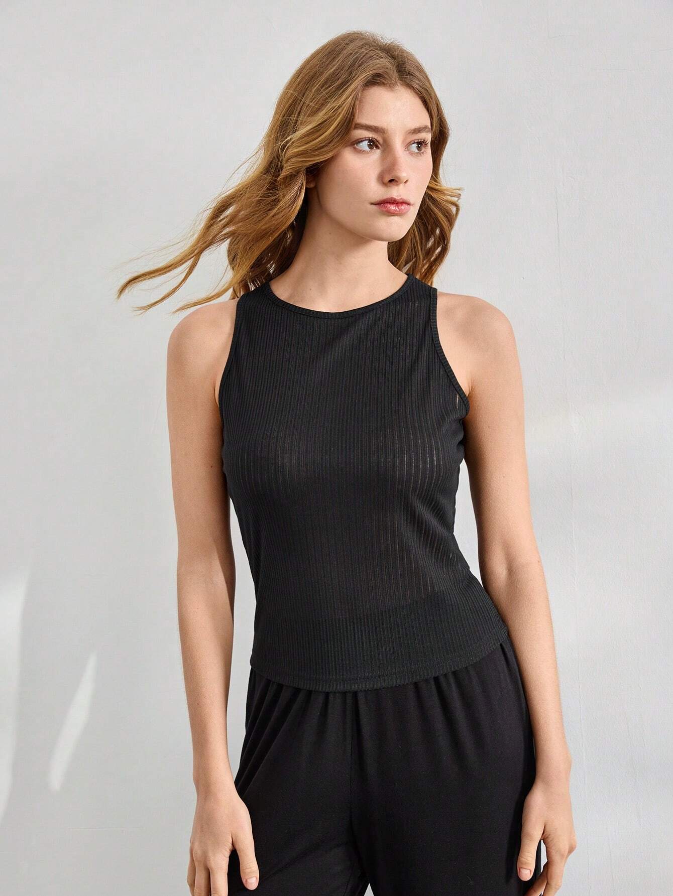 SHEIN Leisure Top De Ropa De Dormir De Mujer Con Detalle De Agujero De Malla Transparente