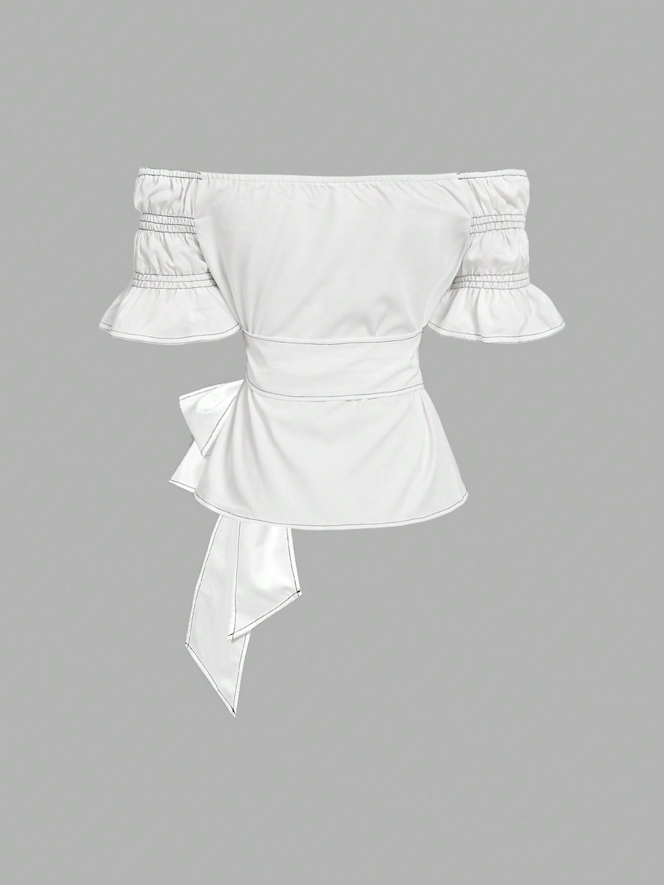 SHEIN MOD Camisa blanca de un hombro con lazo al frente, camisa sexy, ropa de vacaciones, camisa de verano, ropa para el Día de San Valentín, ropa de campo, ropa de playa