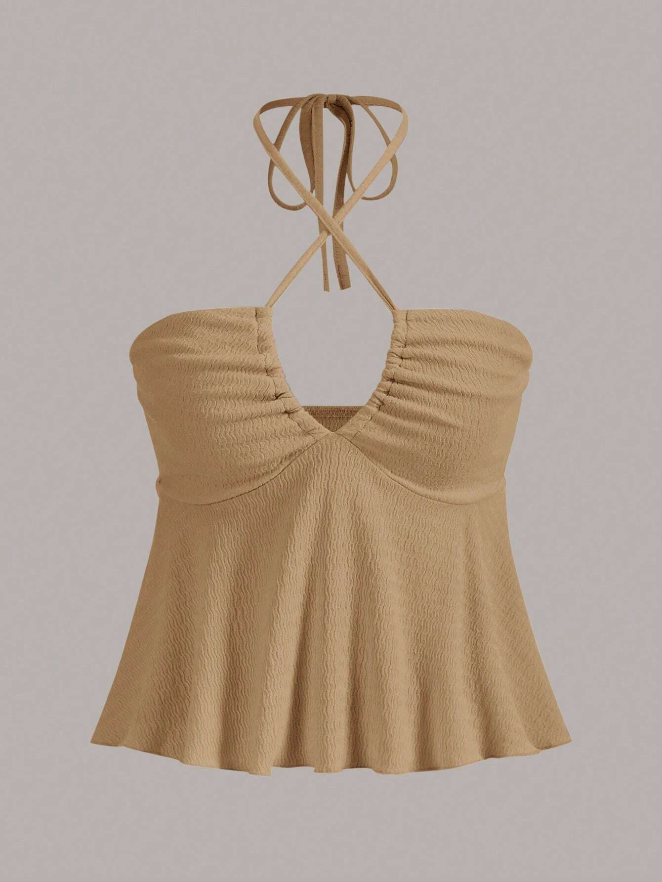 SHEIN MOD Camiseta De Cuello Halter Con Textura Para Mujer