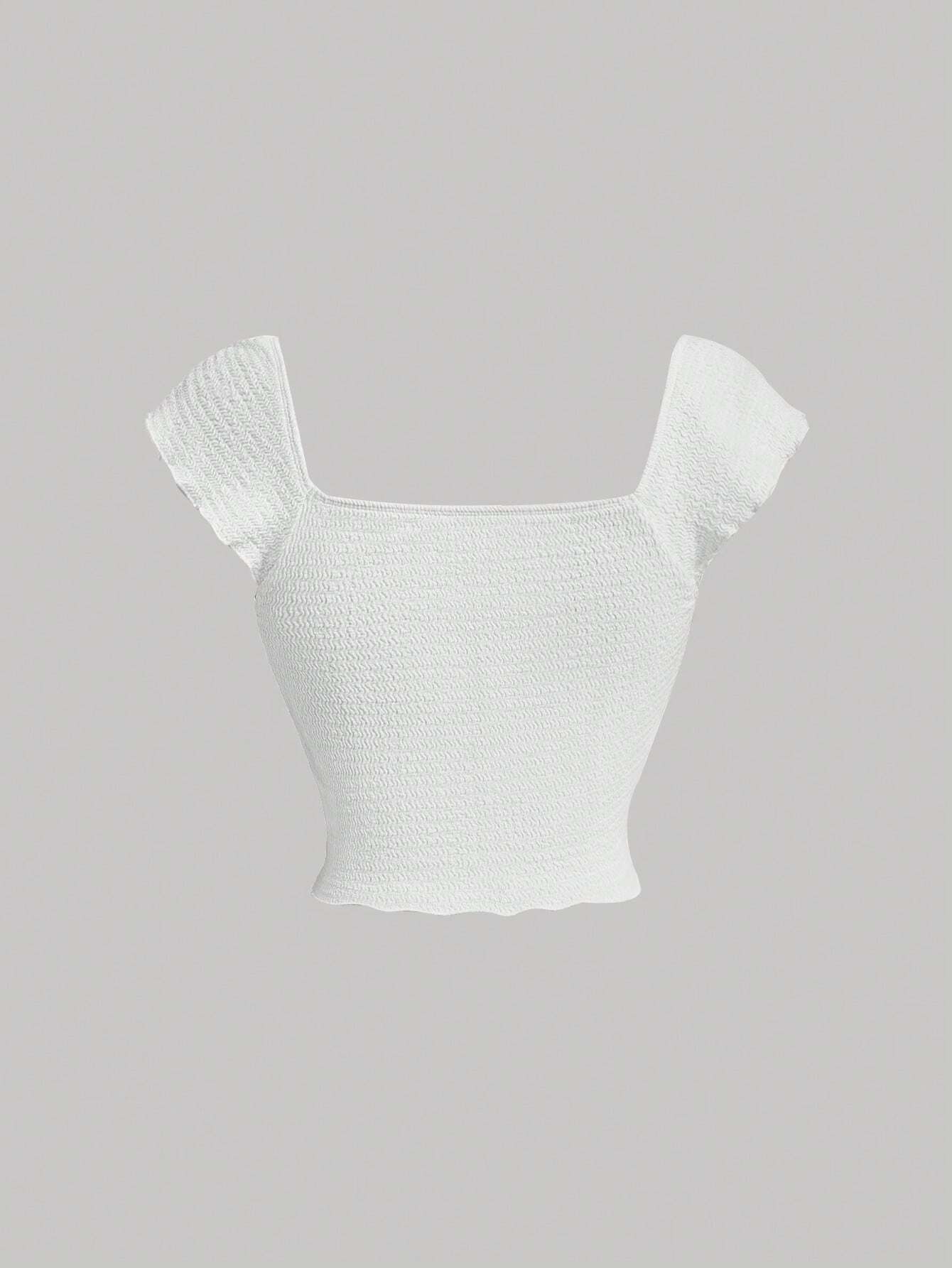 SHEIN MOD Camiseta De Mujer Con Cordón Frontal Y Detalles De Encaje