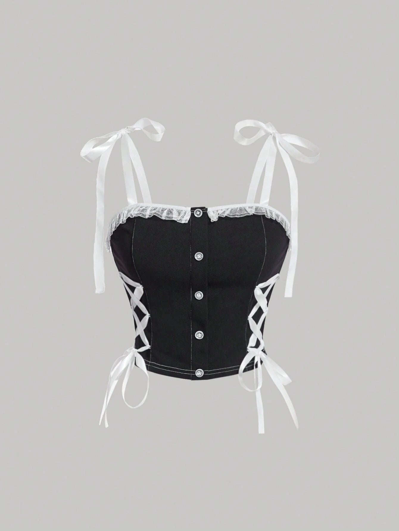 SHEIN MOD Camiseta De Tirantes De Bloque De Color Con Cintura Moldeada En Negro Y Blanco