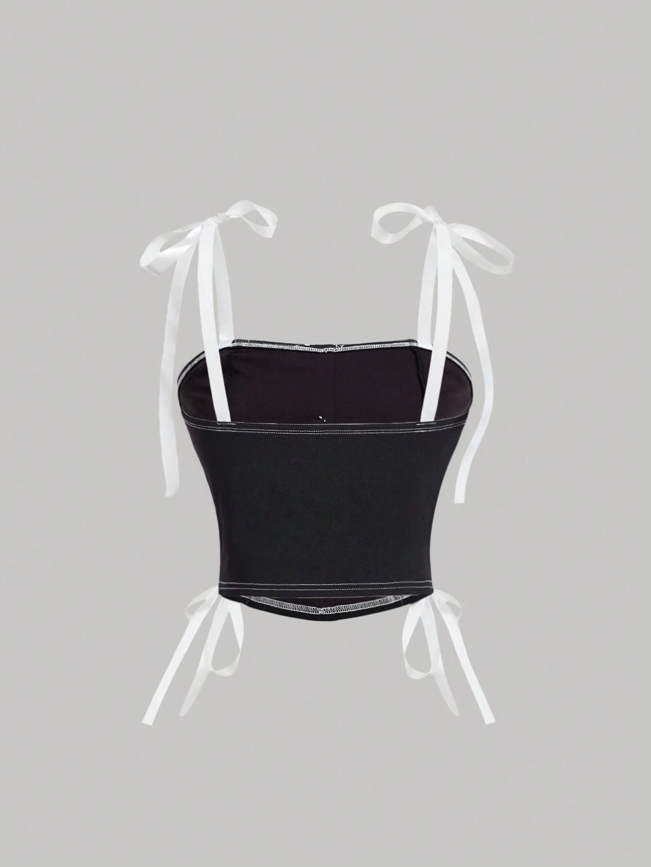 SHEIN MOD Camiseta De Tirantes De Bloque De Color Con Cintura Moldeada En Negro Y Blanco