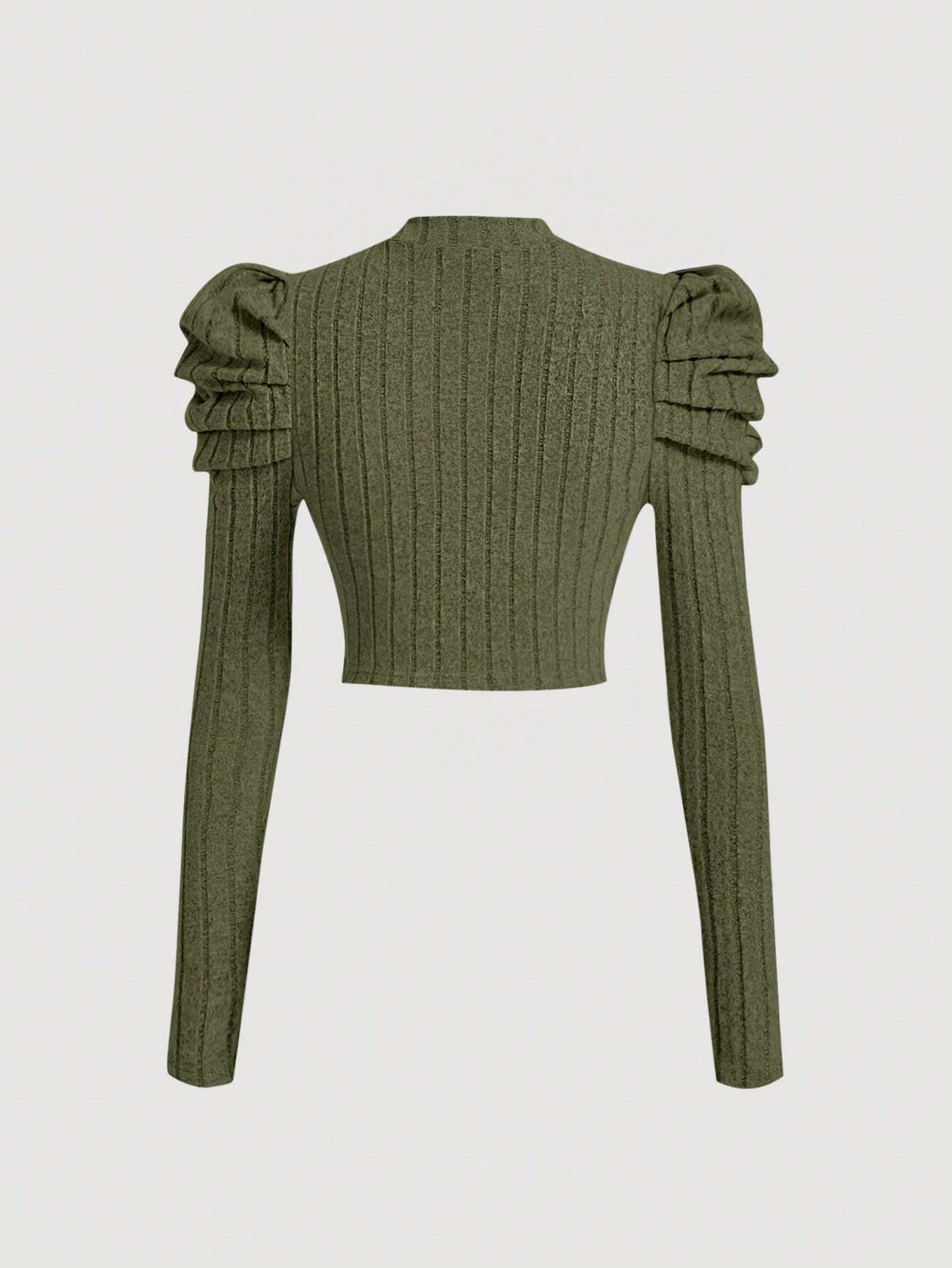 SHEIN MOD Camiseta crop de cuello alto de manga gigot