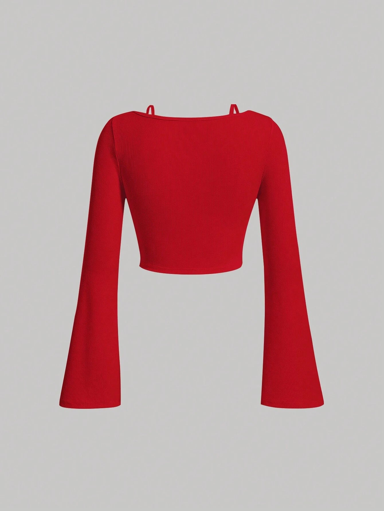 SHEIN MOD Camiseta crop unicolor ribete con encaje