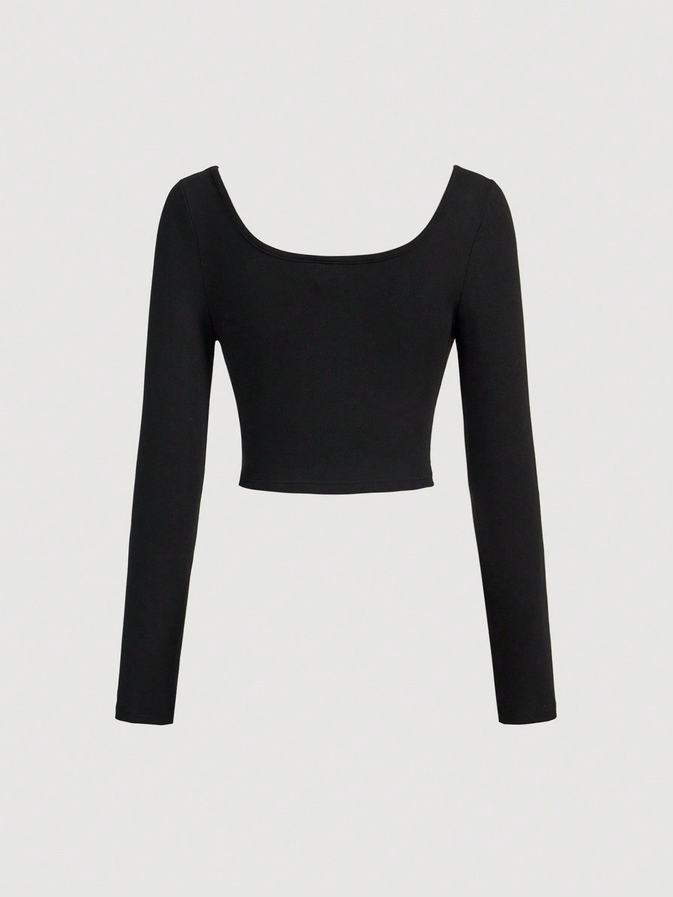 SHEIN MOD Camiseta de manga larga de ajuste ceñido en color block rojo y negro para mujer