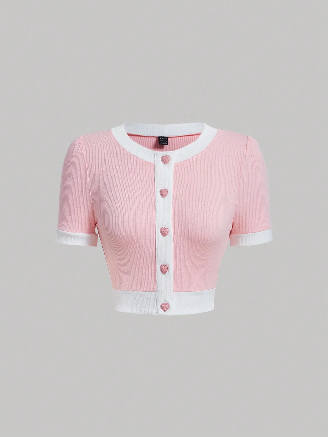 SHEIN MOD Camiseta ribete en contraste con botón delantero