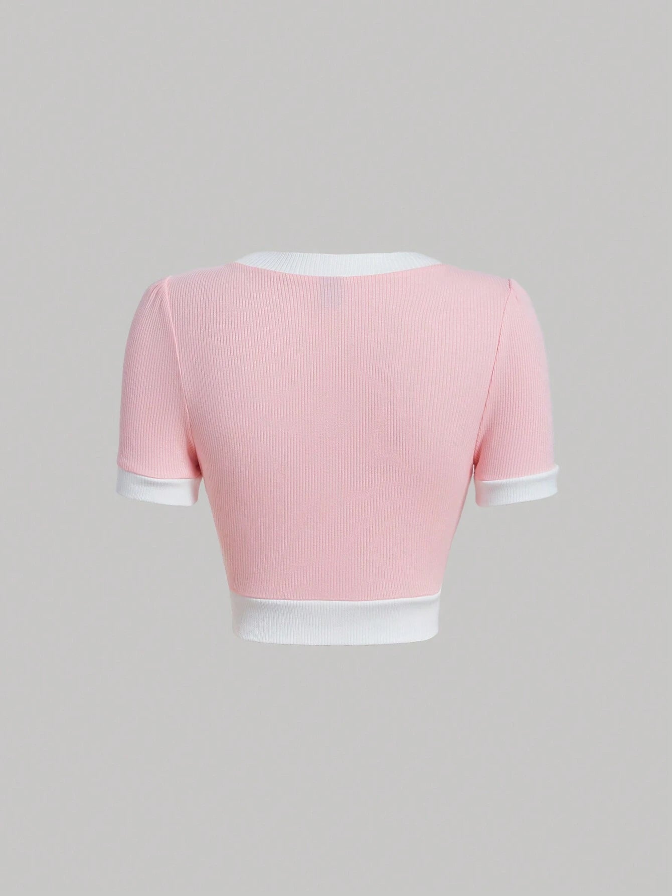 SHEIN MOD Camiseta ribete en contraste con botón delantero