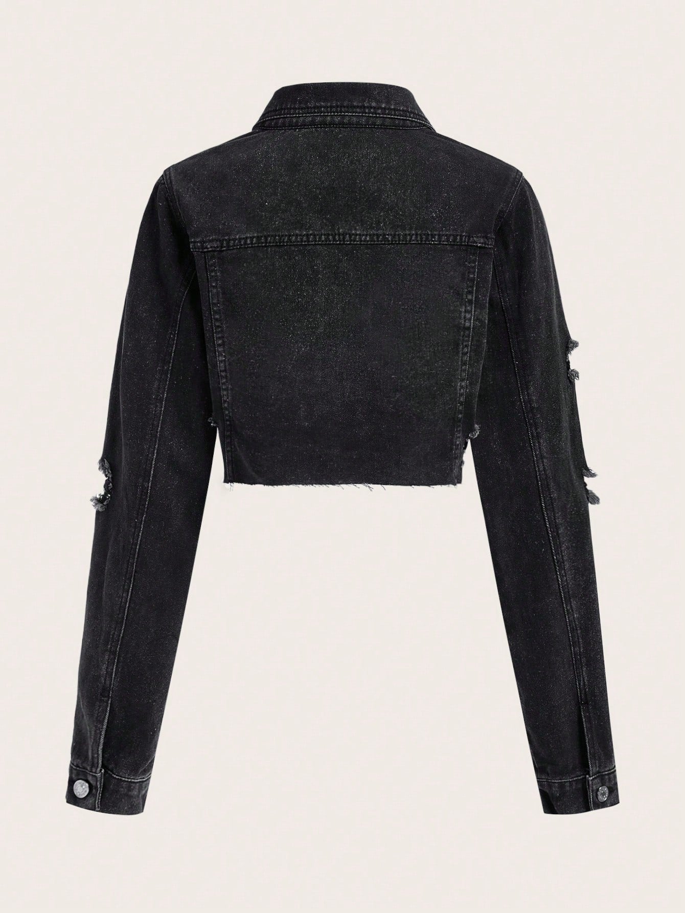 SHEIN MOD Chaqueta denim con bordado de corazón con dobladillo sin rematar