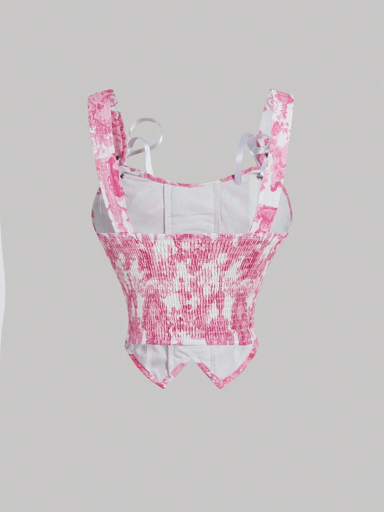 SHEIN MOD Chaleco de mujer con tirantes de lazo y falda midi para mujer con estampado de ángel en azul y blanco