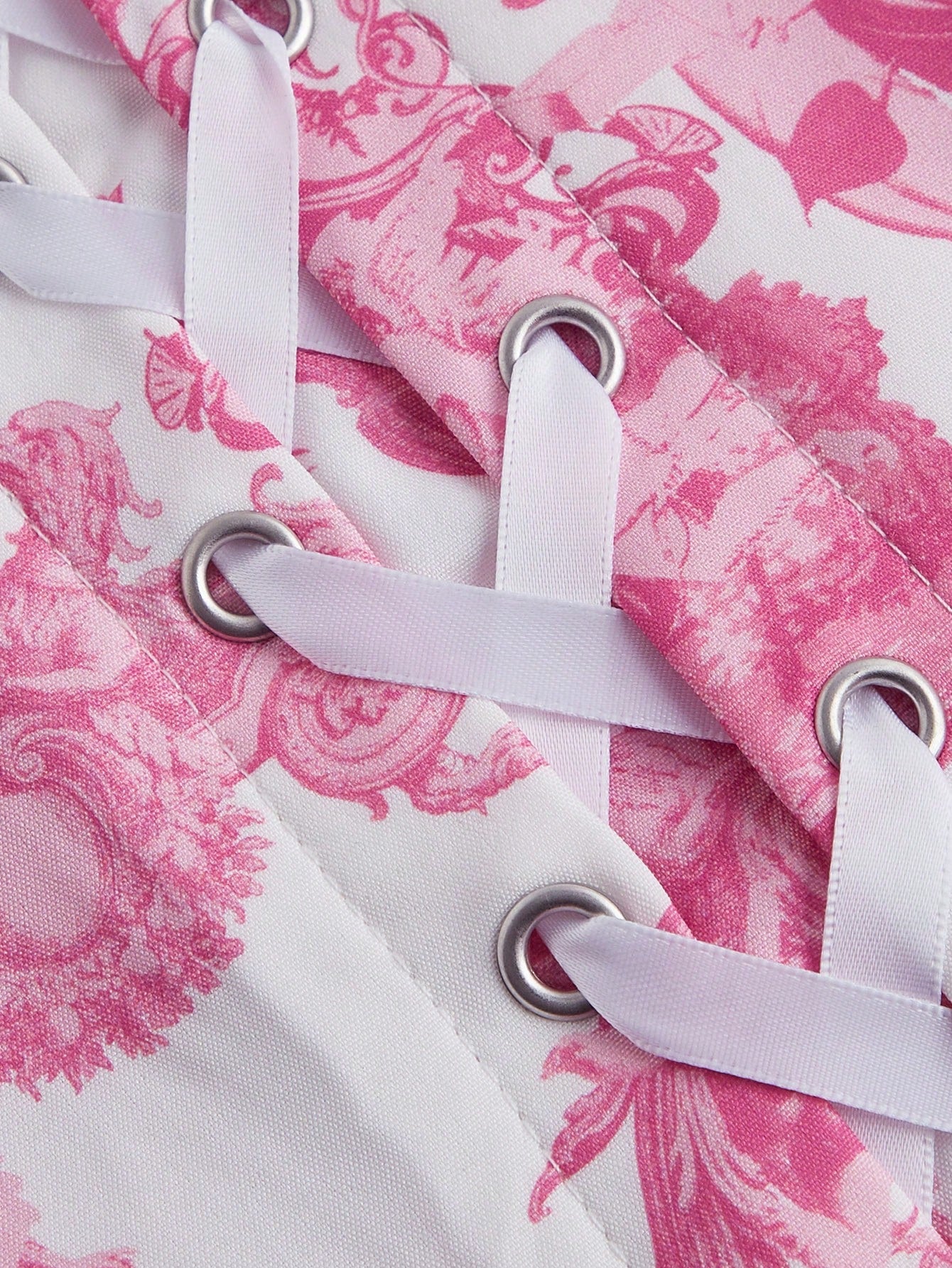 SHEIN MOD Chaleco de mujer con tirantes de lazo y falda midi para mujer con estampado de ángel en azul y blanco