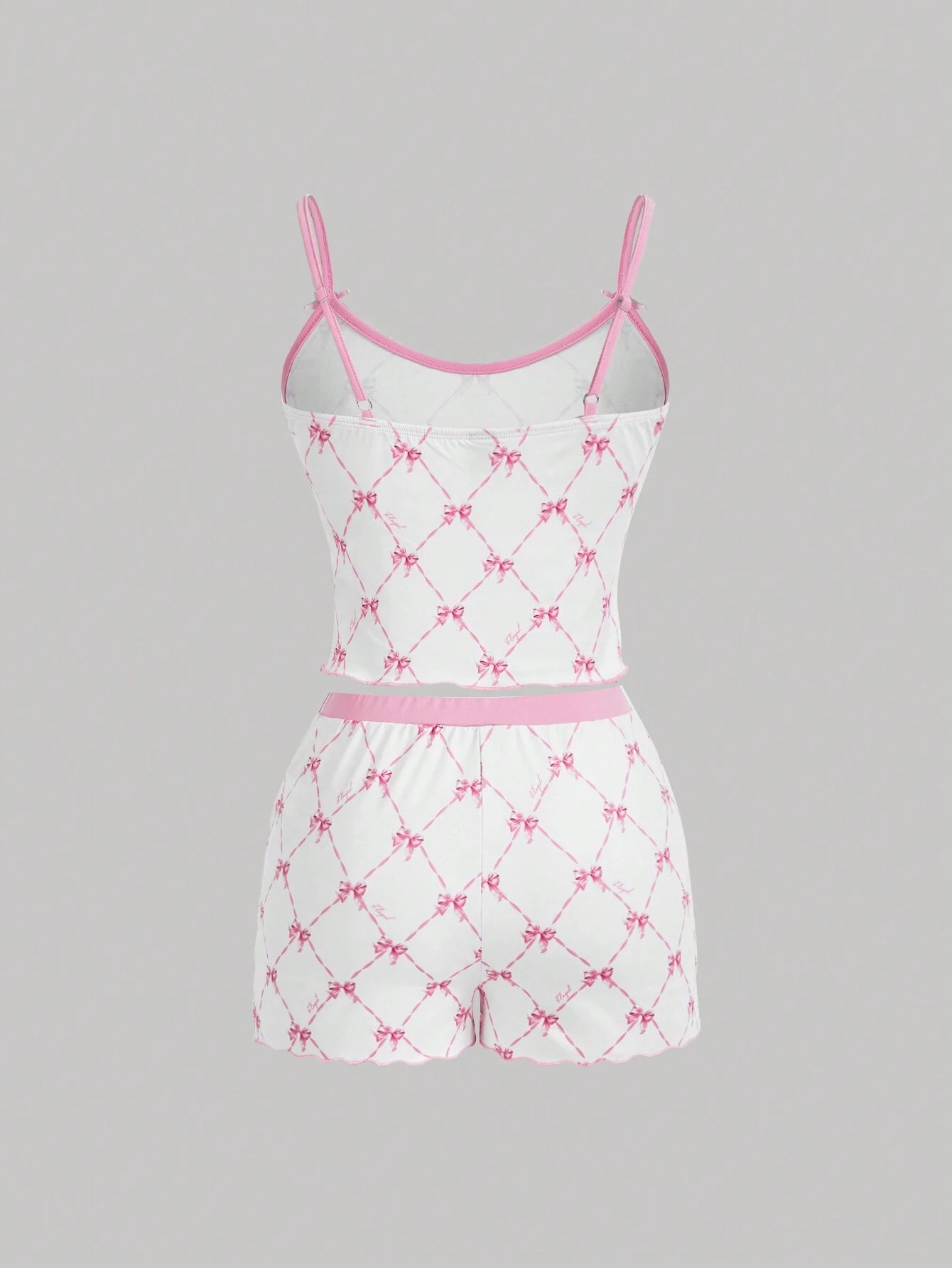 SHEIN MOD Conjunto De Top Corto De Camisola Y Pantalones Cortos Con Estampado De Mariposas Y Lazo