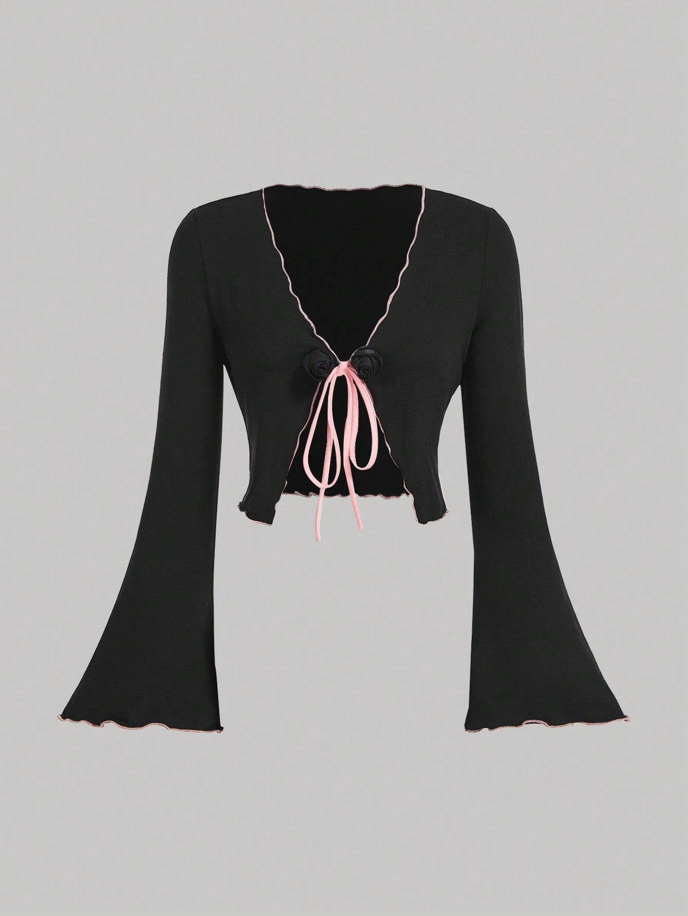 SHEIN MOD Cárdigan ligero de manga larga con color contrastante, Halloween para mujeres