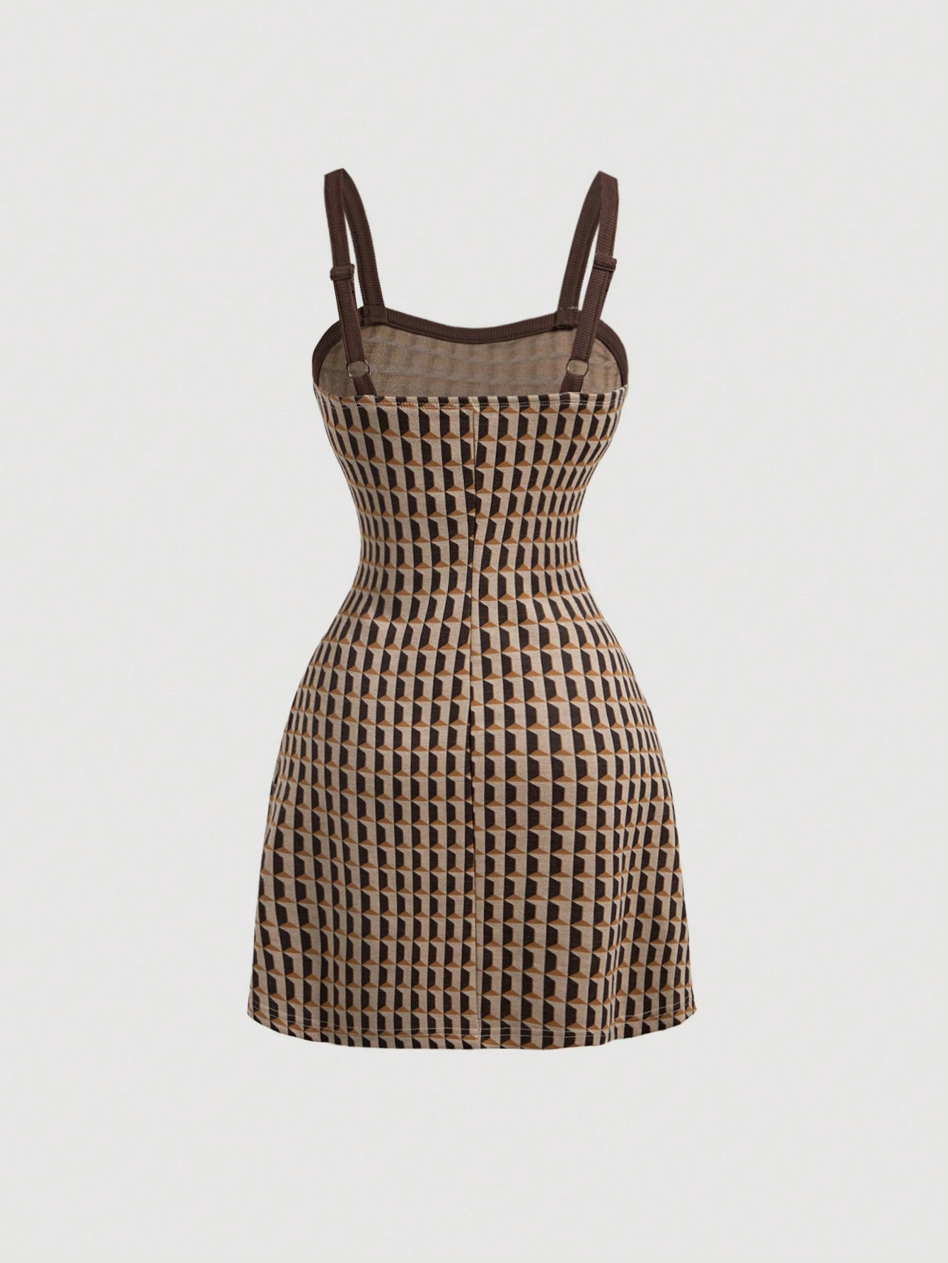 SHEIN MOD Estilos de verano con tirantes de patrón de tartán vintage, vestidos retro, vestidos de los 70, vestidos marrones, vestidos de otoño, ropa occidental, vestidos semi-formales