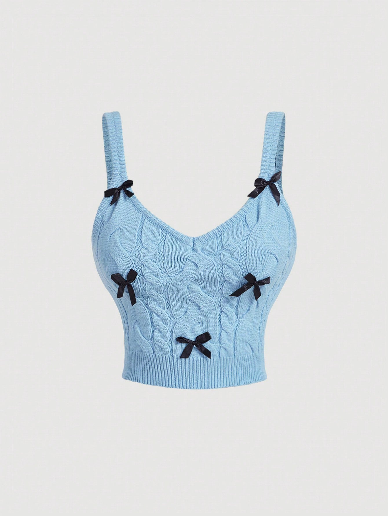 SHEIN MOD Parte superior de punto sin espalda con estampado floral vintage y lazo para mujer